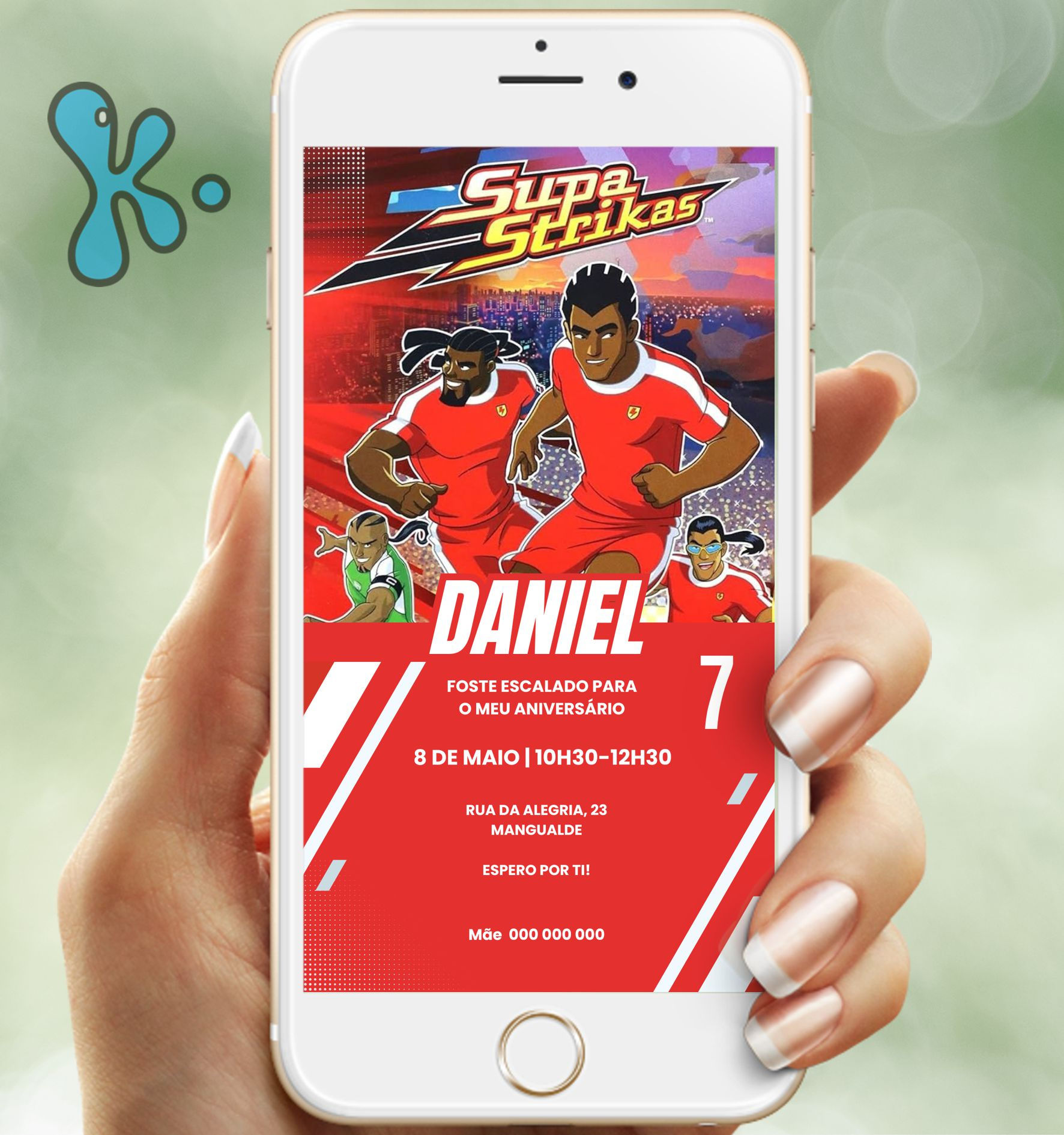 Convite Digital Supa Strikas Personalizado para Festa de Aniversário