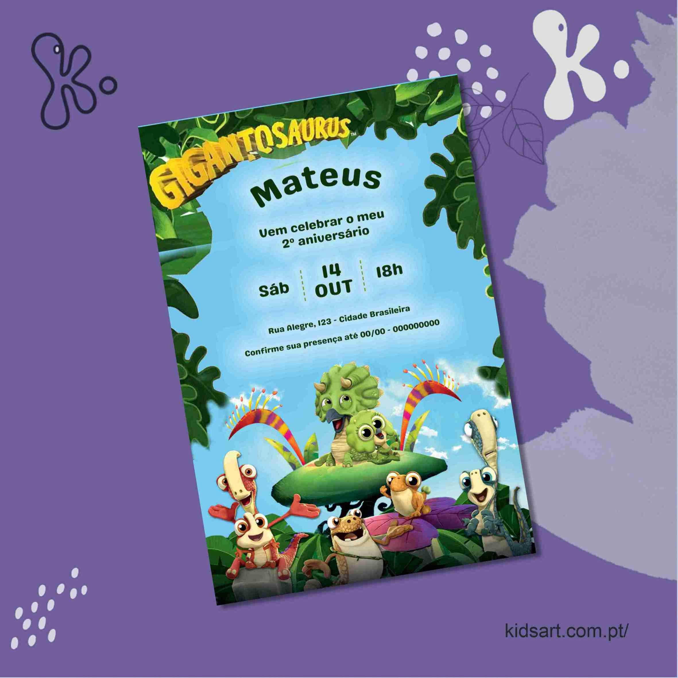 Convite Digital Gigantosaurus Personalizado para Festa Infantil