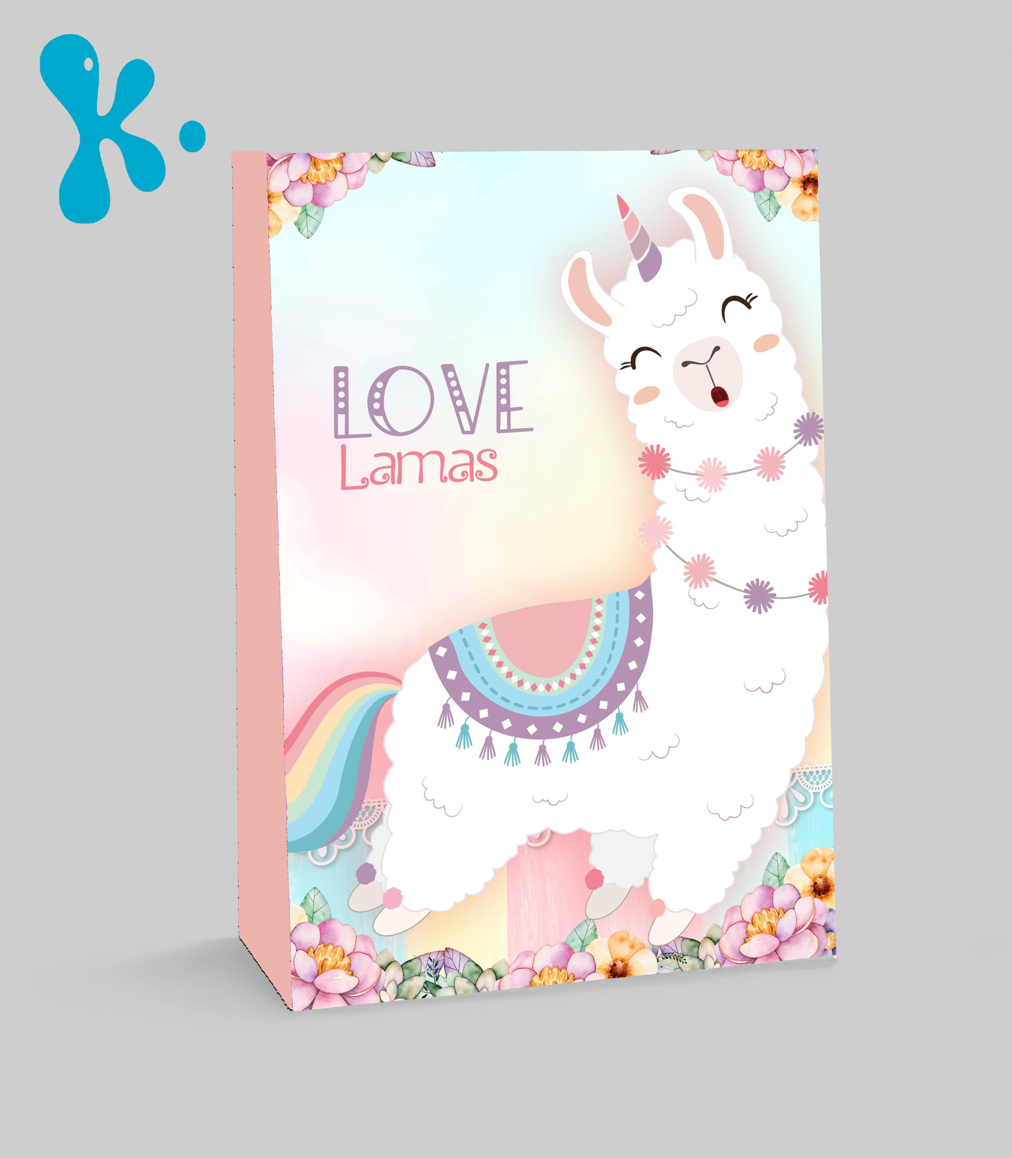 Saco lembrança lamas personalizado em tons pastel para festa infantil