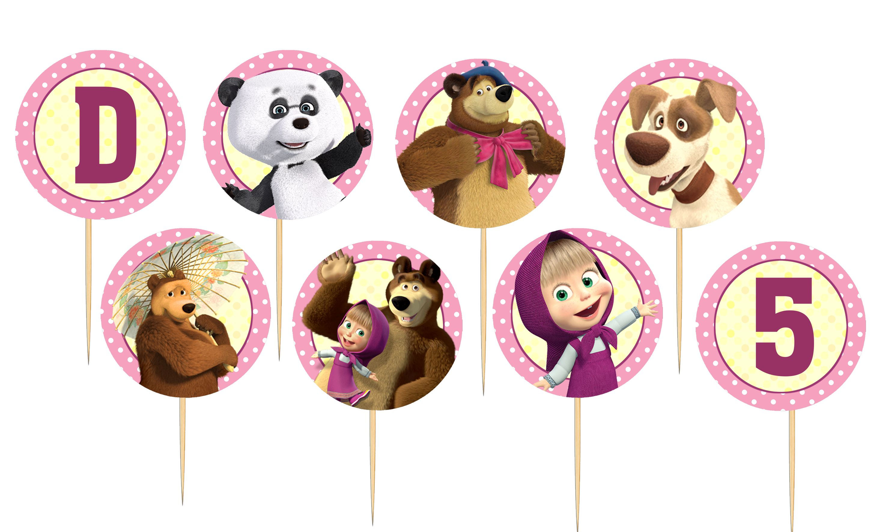 Toppers doces salgados Masha e o Urso 2