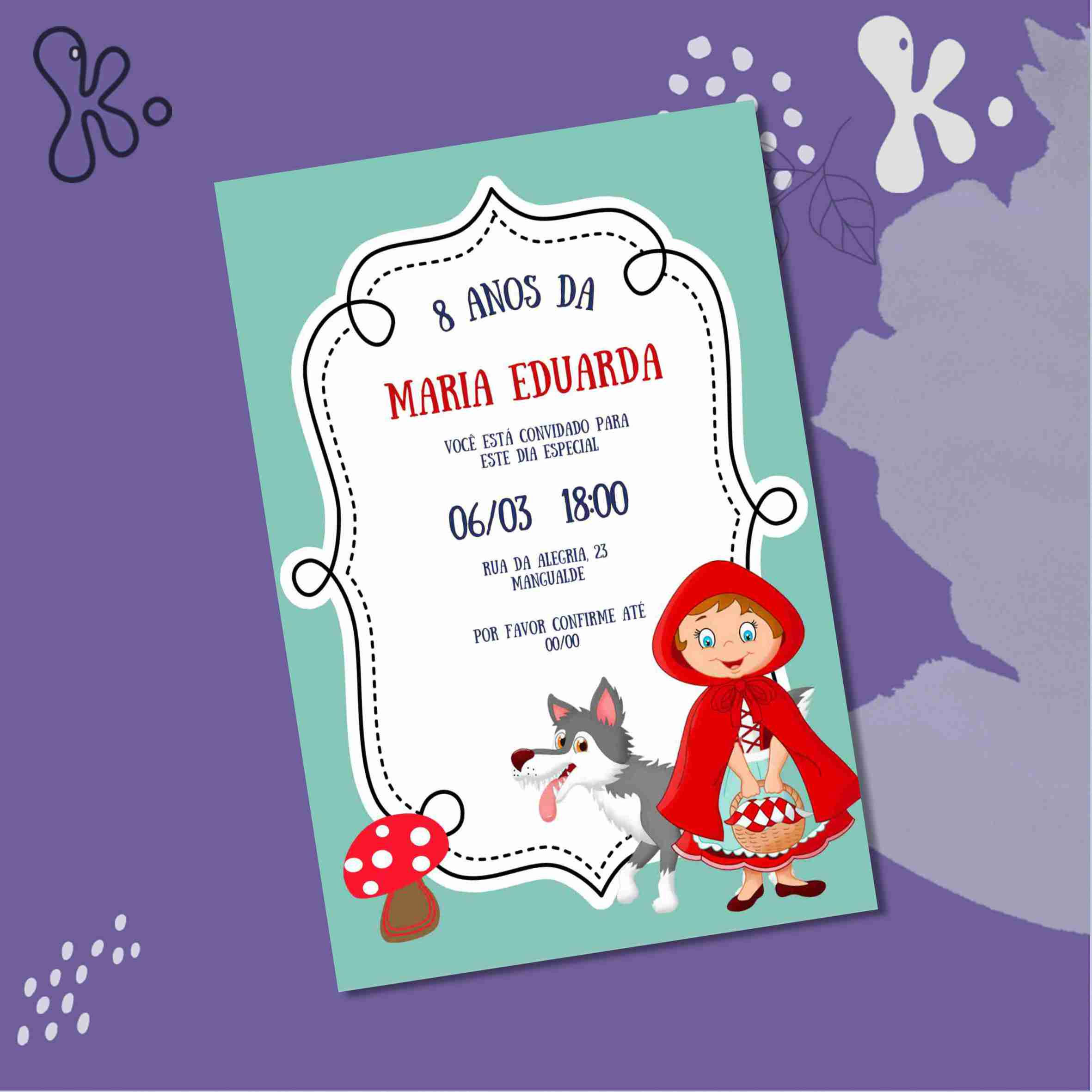 Convite Digital Capuchinho Vermelho Personalizado – Festa de Aniversário Infantil