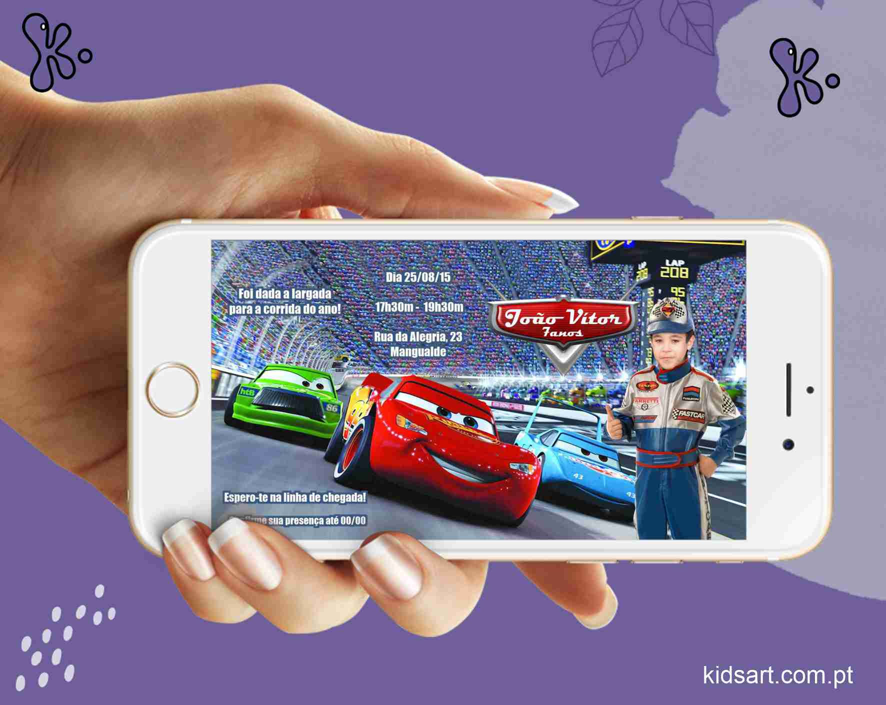 Convite Digital Carros Disney - Faísca McQueen 5a com foto