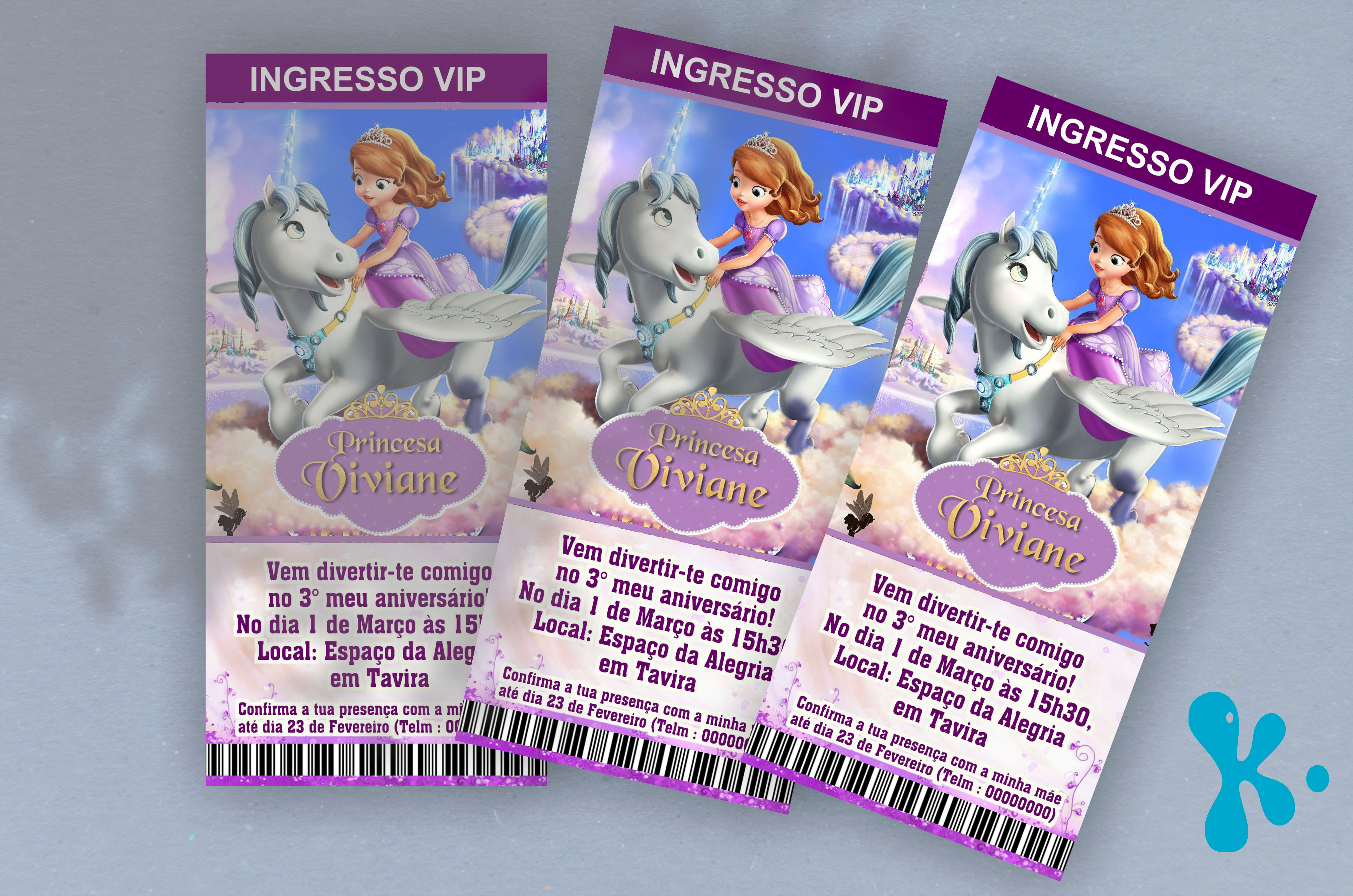 Convite Bilhete Impresso Princesa Sofia