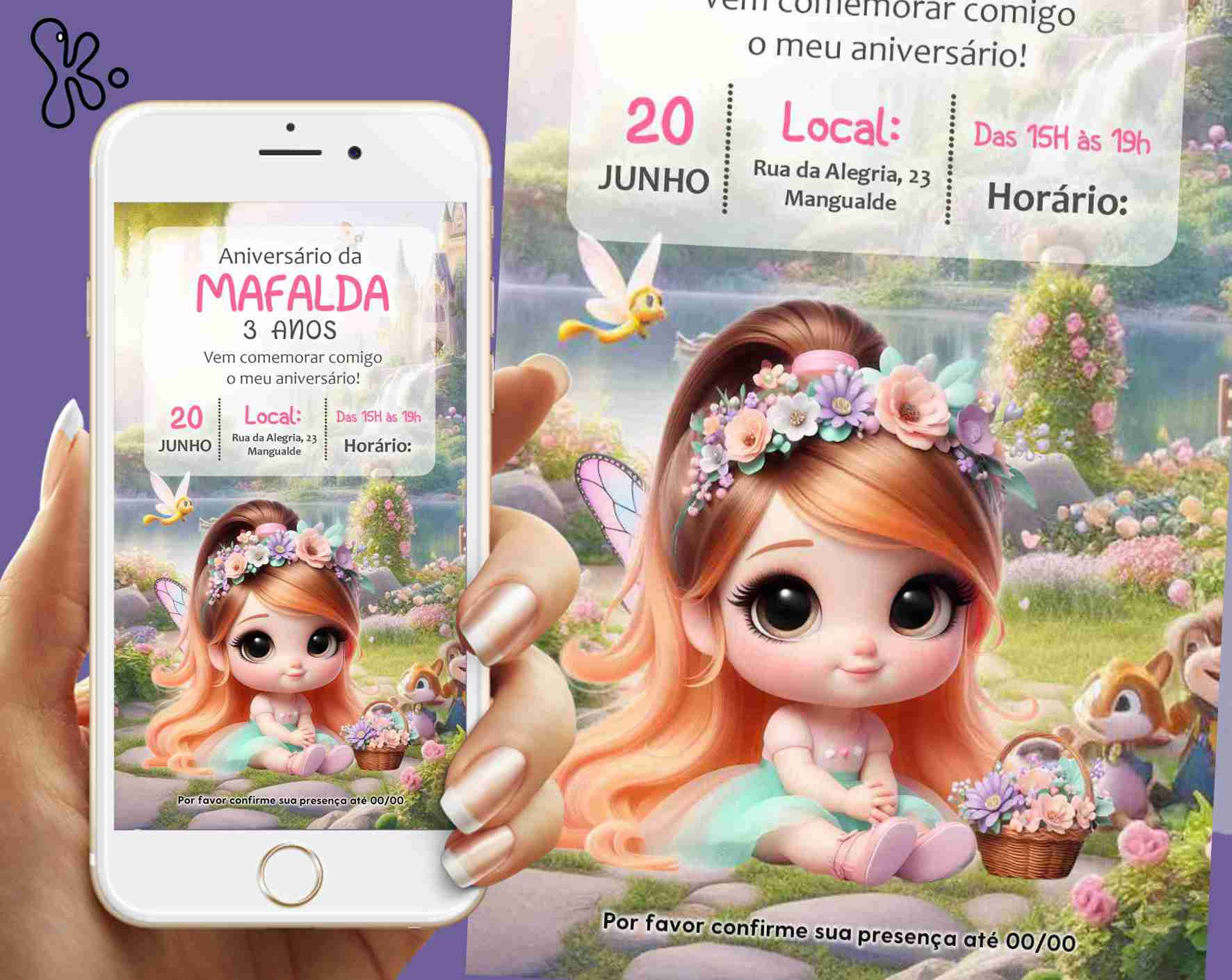 Convite Digital Fadas Personalizado – Magia para Aniversários Infantis