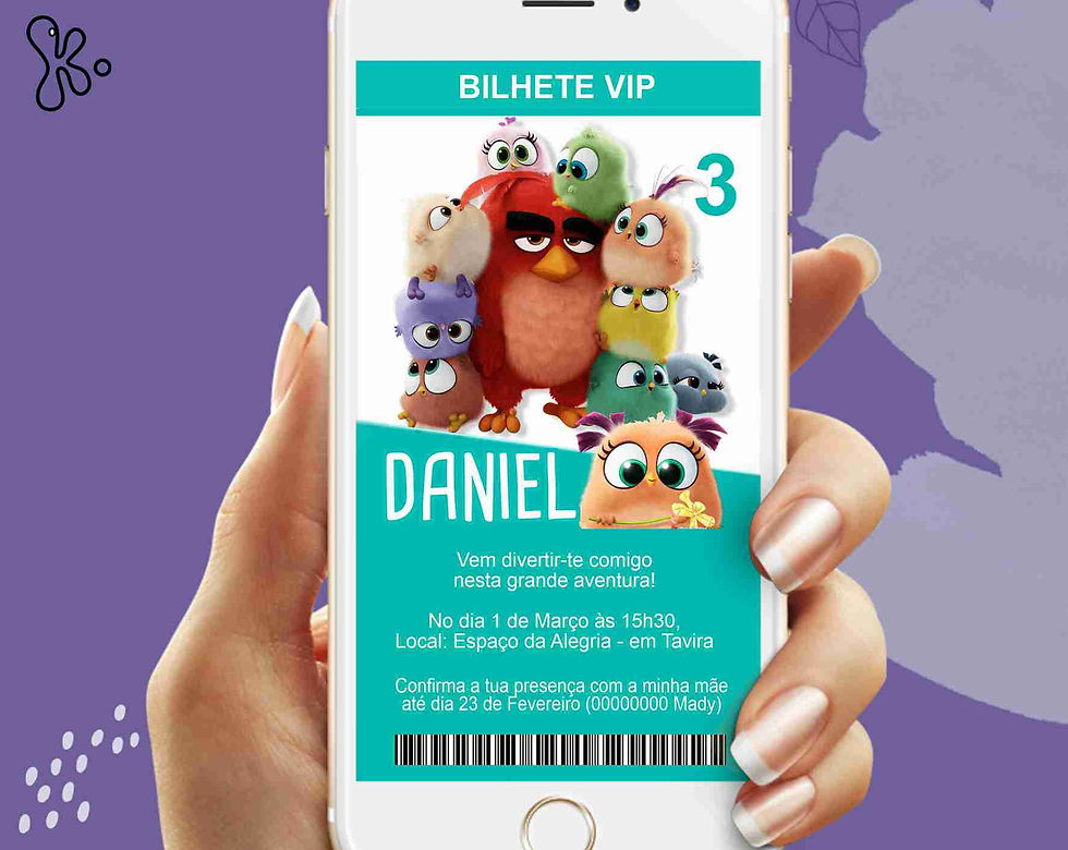 Convite Digital Hatchlings Angry Birds 4