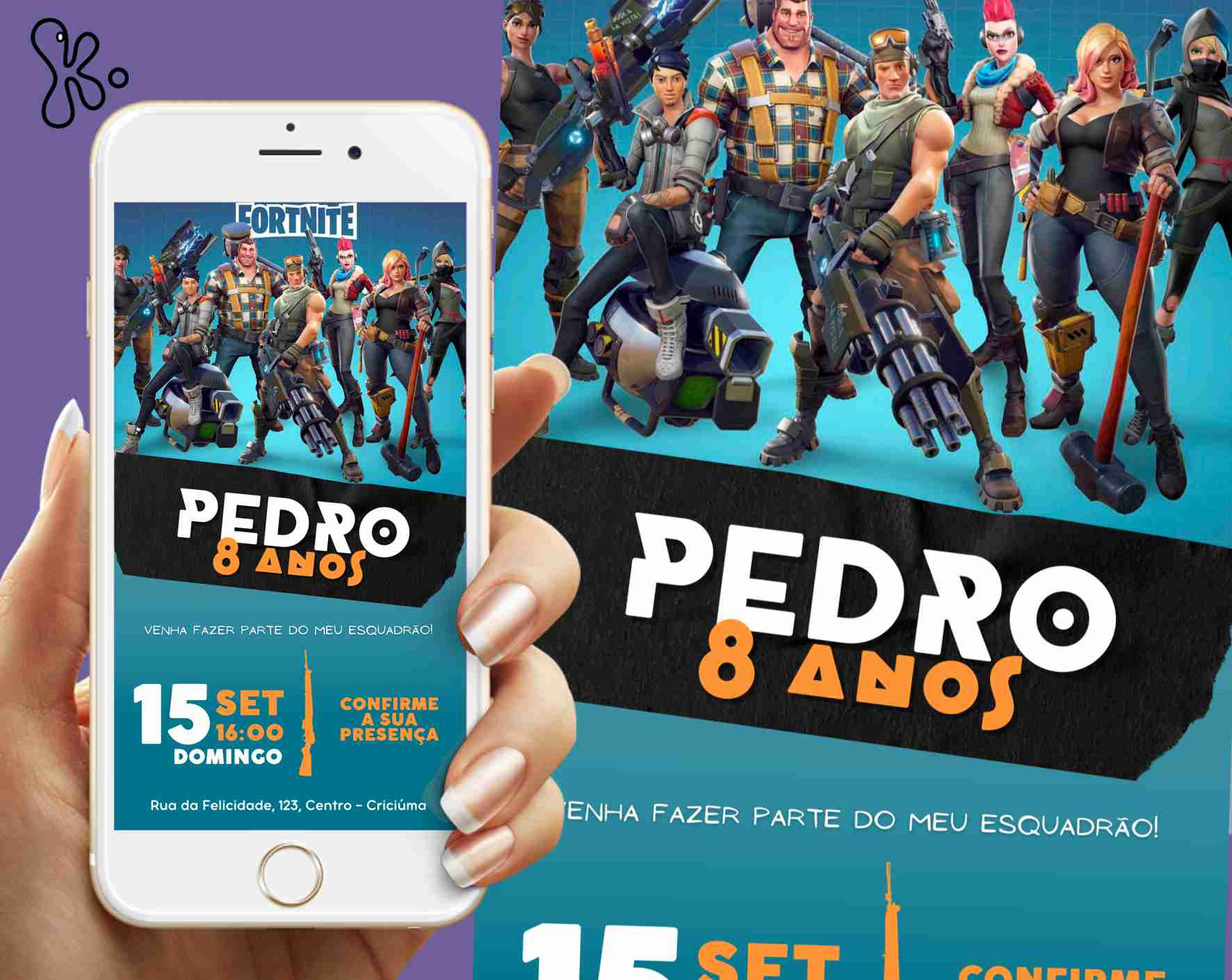 Convite Digital Fortnite Esquadrão – Personalizado para Festa de Aniversário