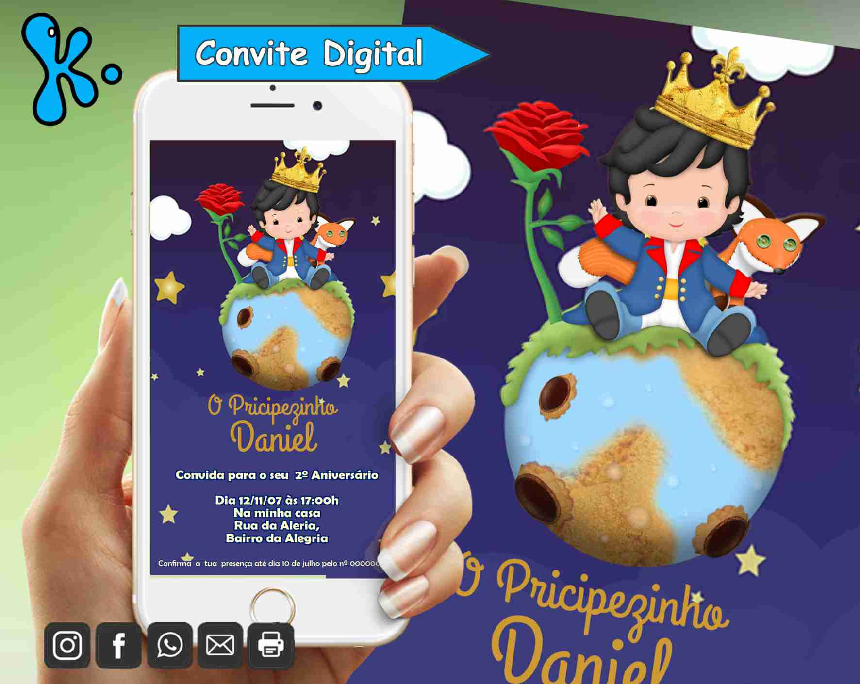 Convite Digital Principezinho – Personalizado com Tema Infantil Encantado