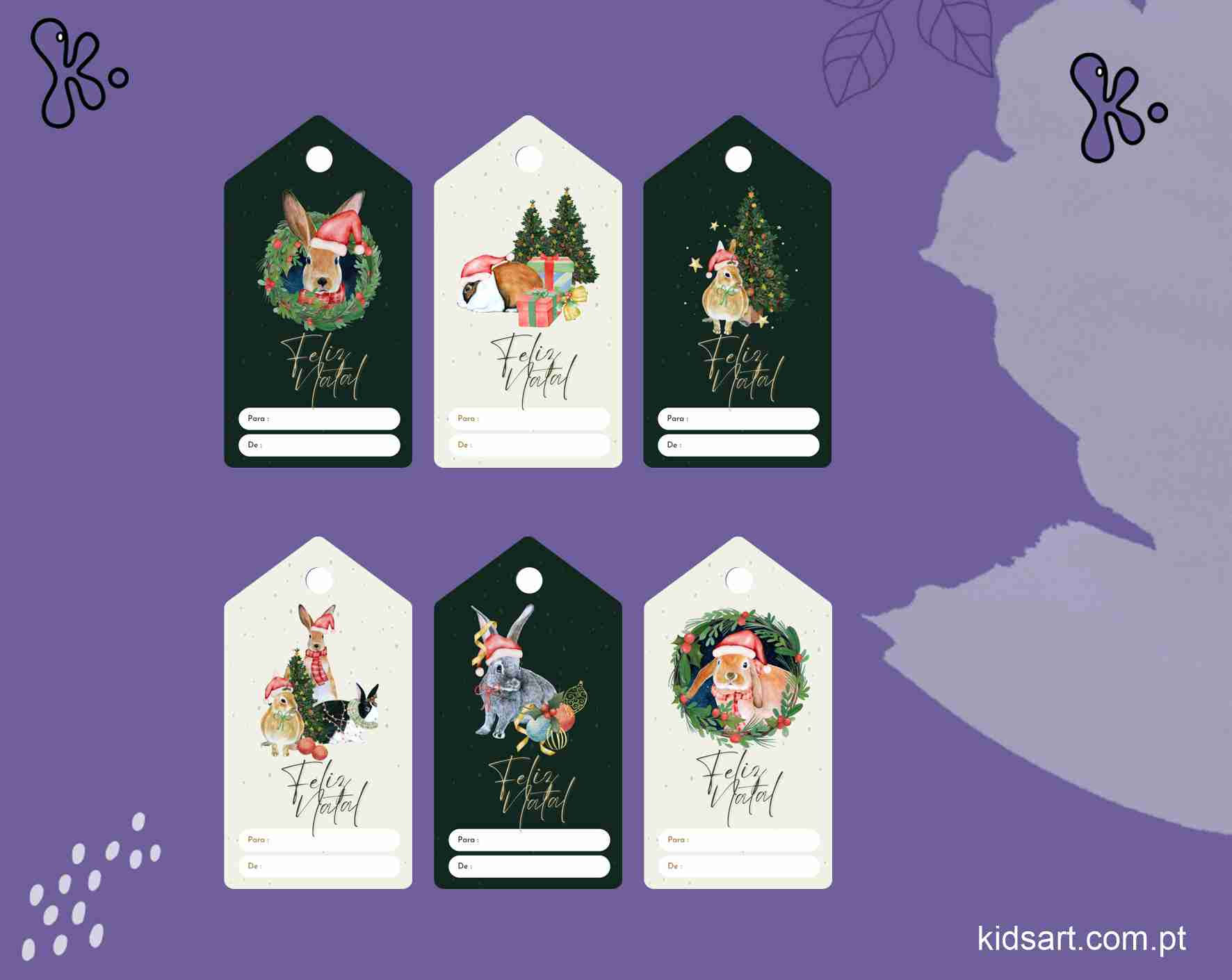 Etiquetas digitais para presentes de Natal personalizáveis Bege e Verde Ilustrativo 2025007