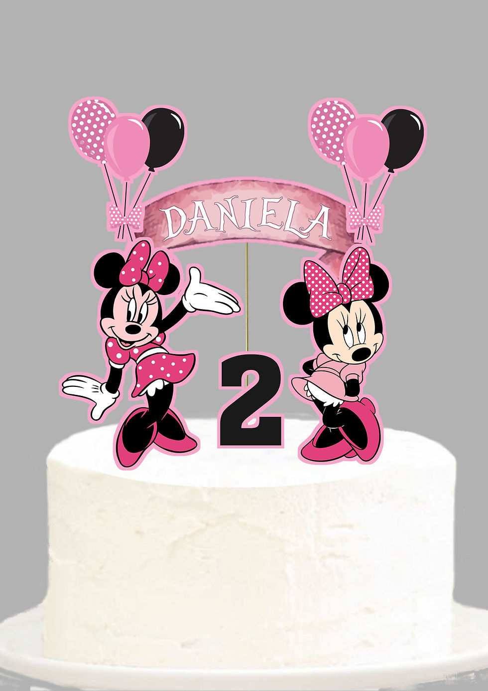 Topo de Bolo Impresso Minnie Rosa 1