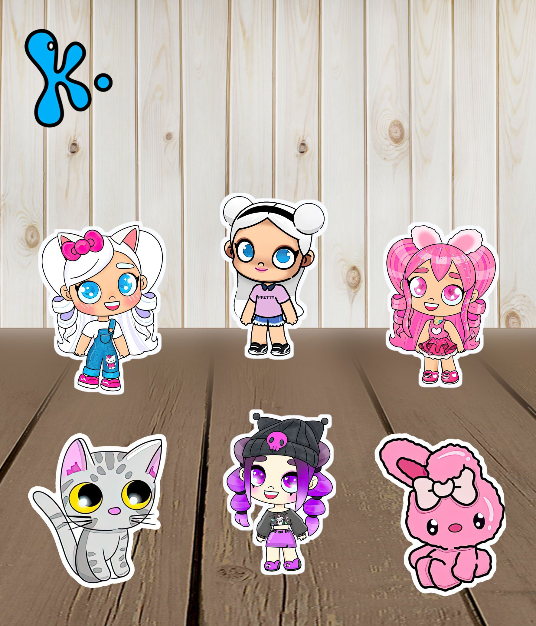 Figuras de mesa de personagens estilo Avatar de jogo e mascotes kawaii