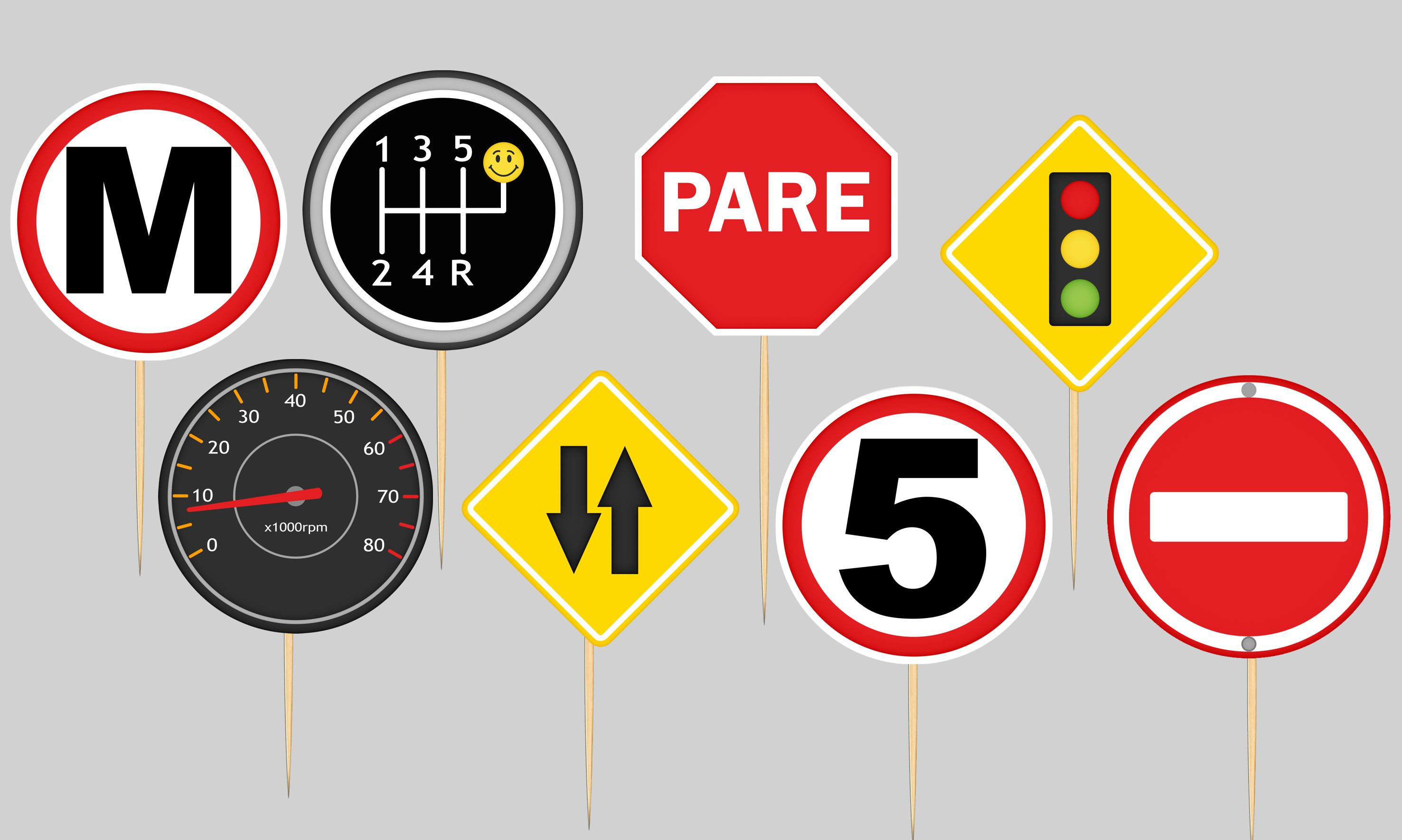 Toppers doces salgados Placas de Transito