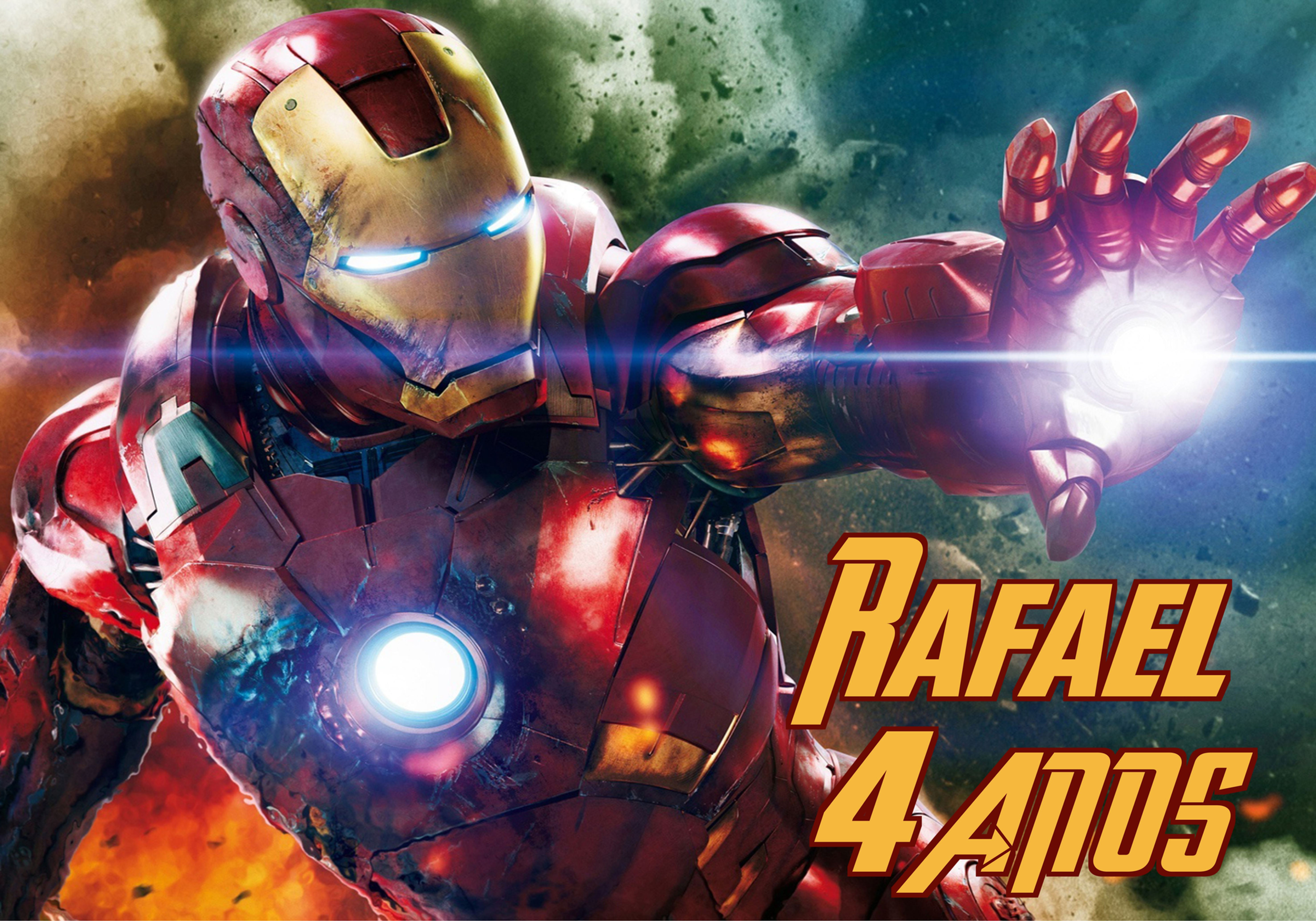 Cartaz infantil Homem de Ferro personalizado com nome para decoração de festa de aniversário