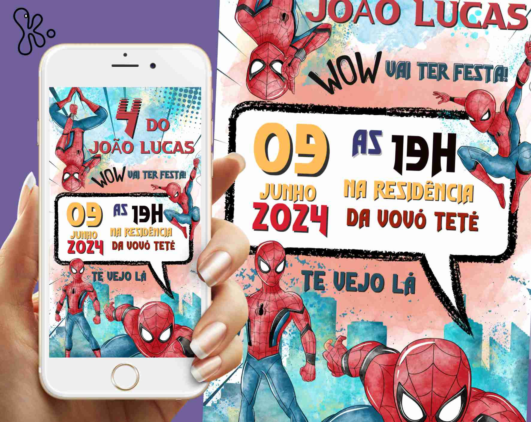 Convite Digital Homem-Aranha Colorido