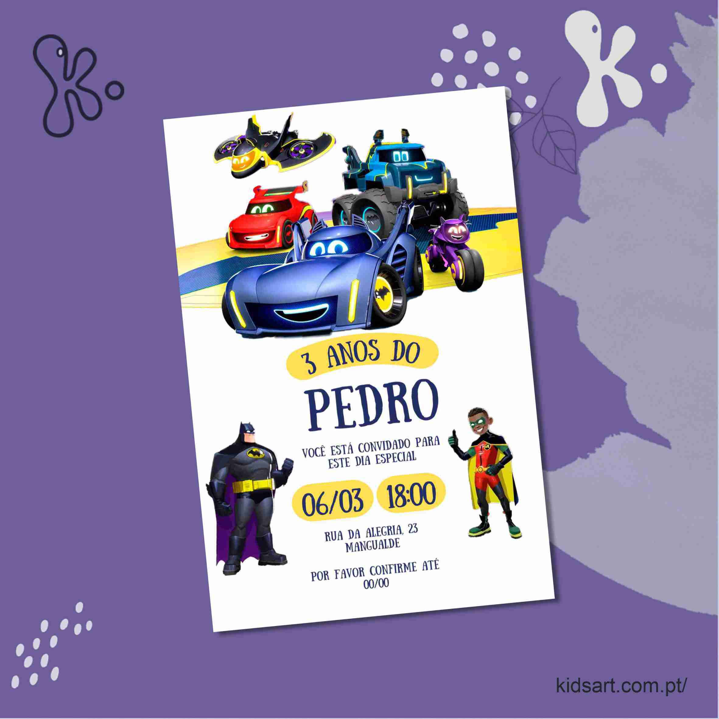 Convite Digital Batwheels para Aniversário Infantil – Envio e Impressão