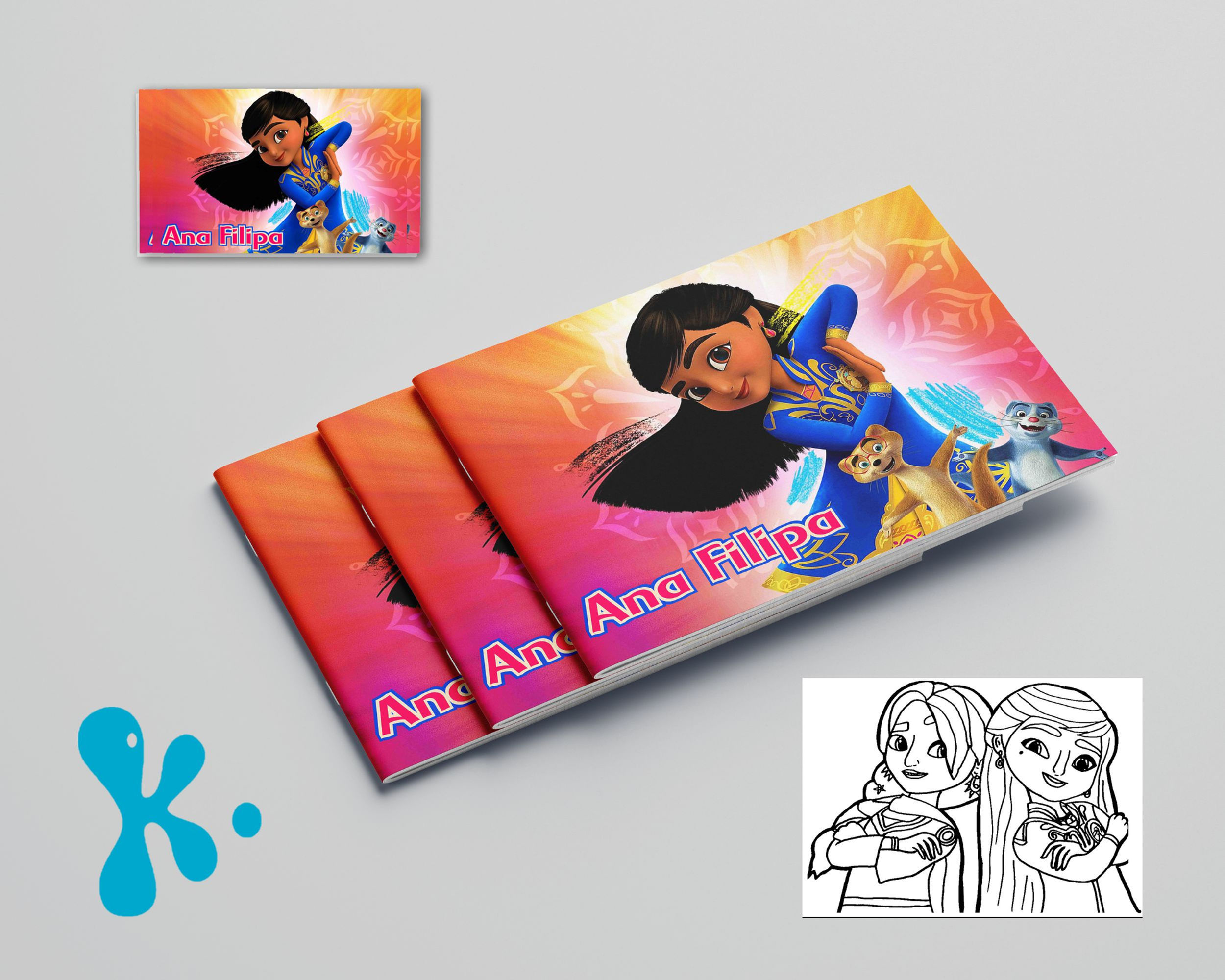 Livro de Colorir Mira, Detetive Real personalizado com capa colorida temática infantil.