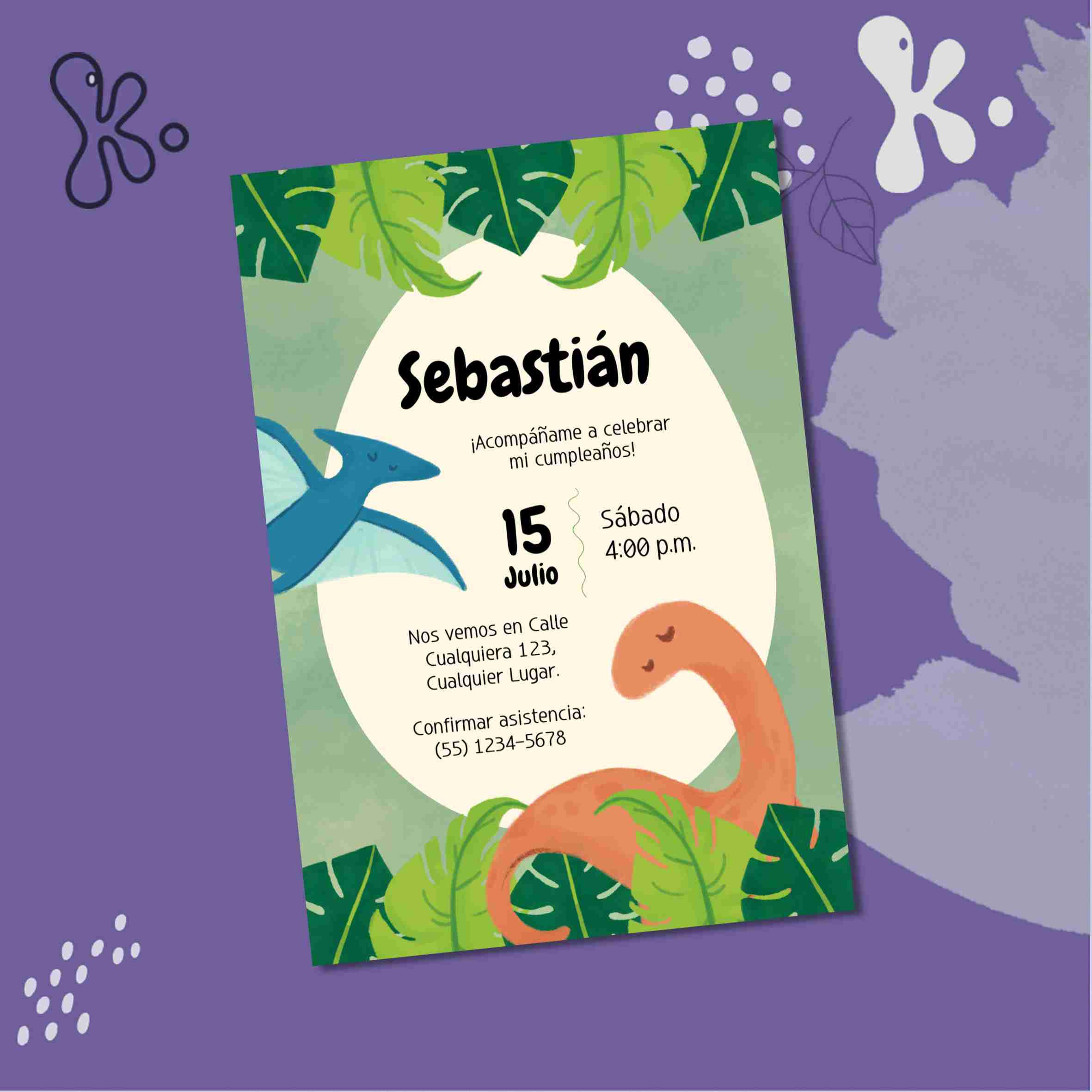 Convite Digital Dinossauros Rosa Personalizado – Aniversário Infantil