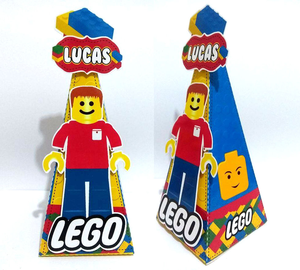 Caixa Pirâmide com aplique Lego