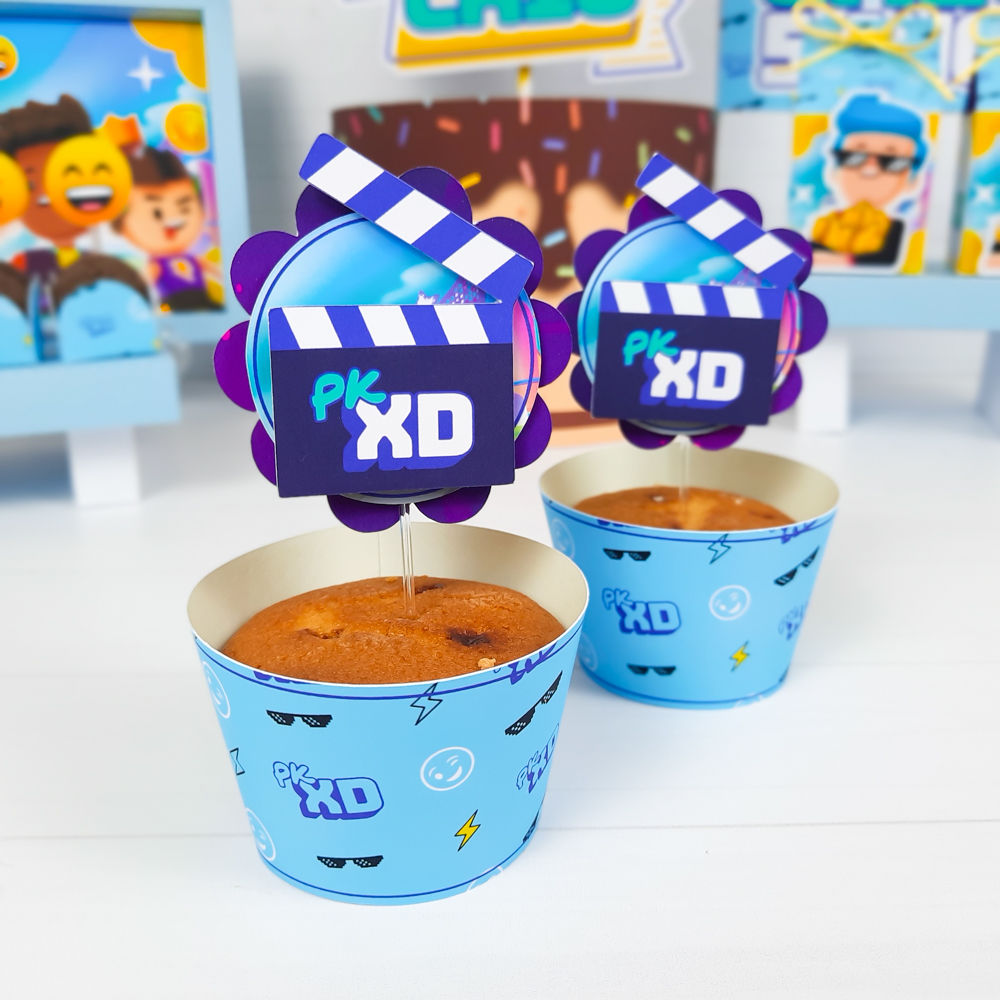 Conjunto de topper e wrapper PkXd Menino