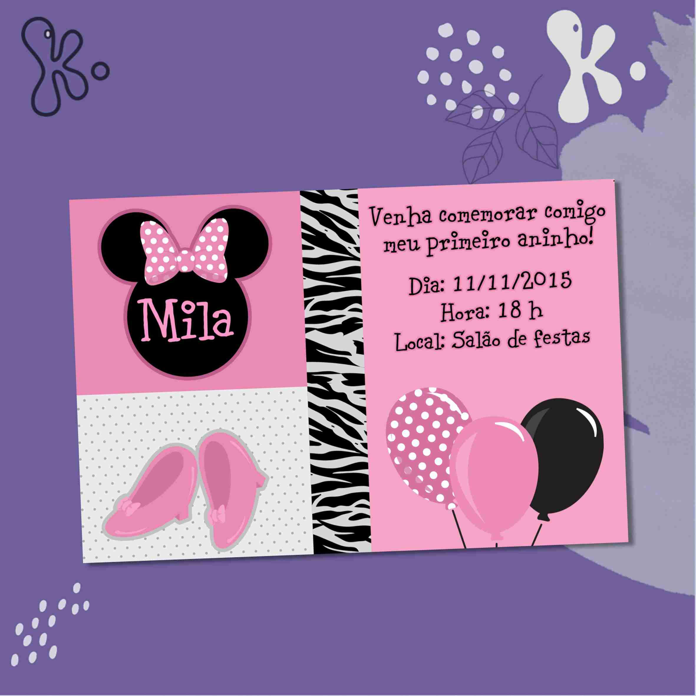 Convite Digital Minnie Rosa 11