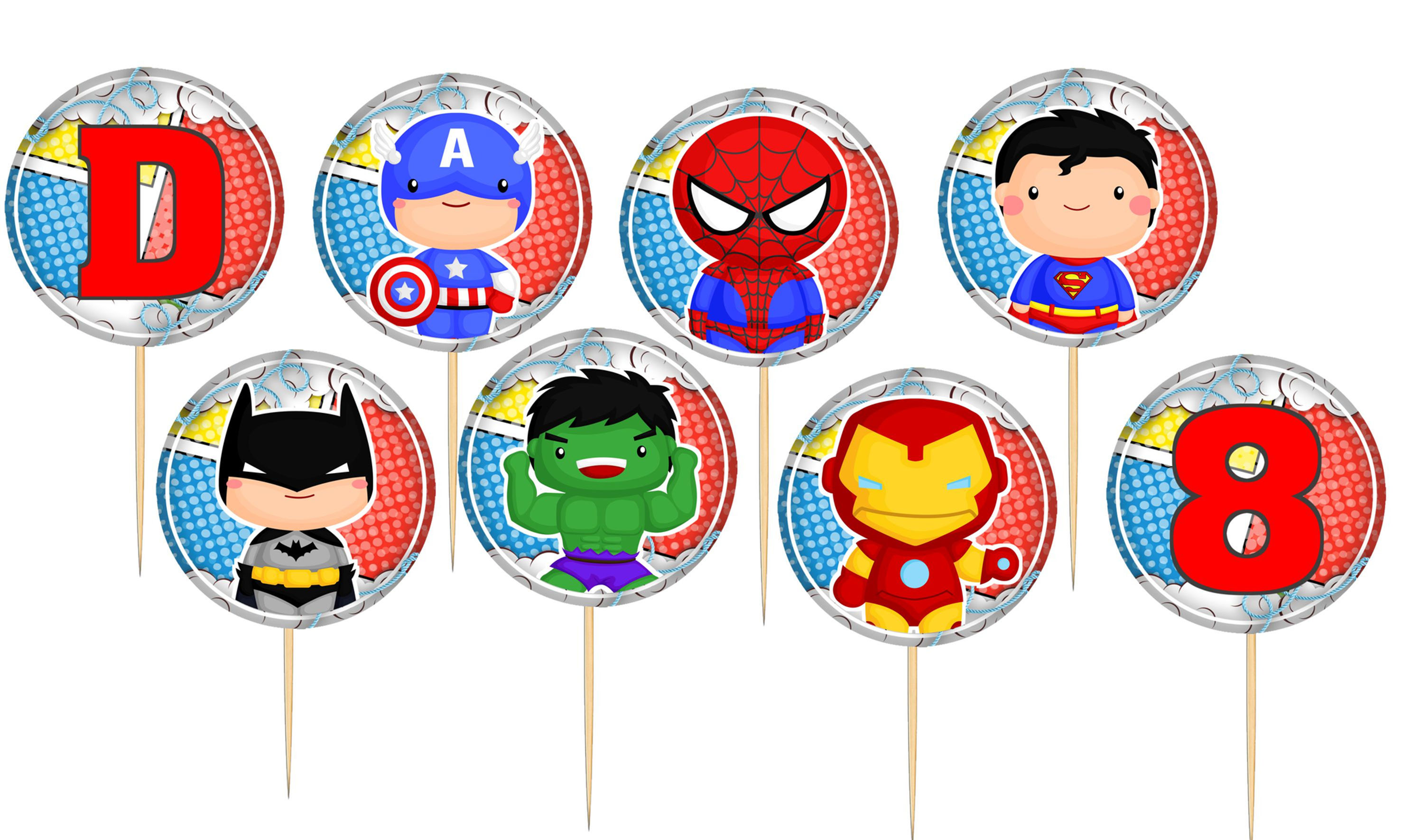 Toppers doces salgados Super-Heróis 2