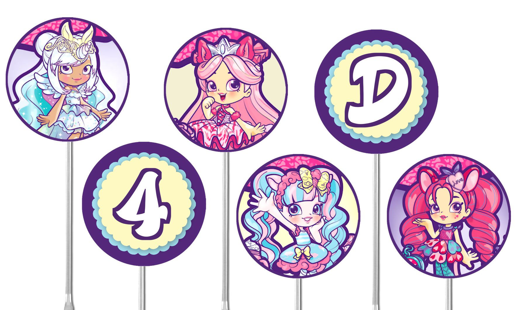 Toppers doces salgados Shopkins
