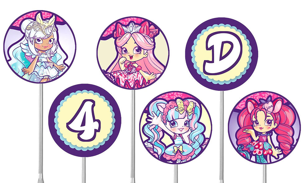 Toppers doces salgados Shopkins