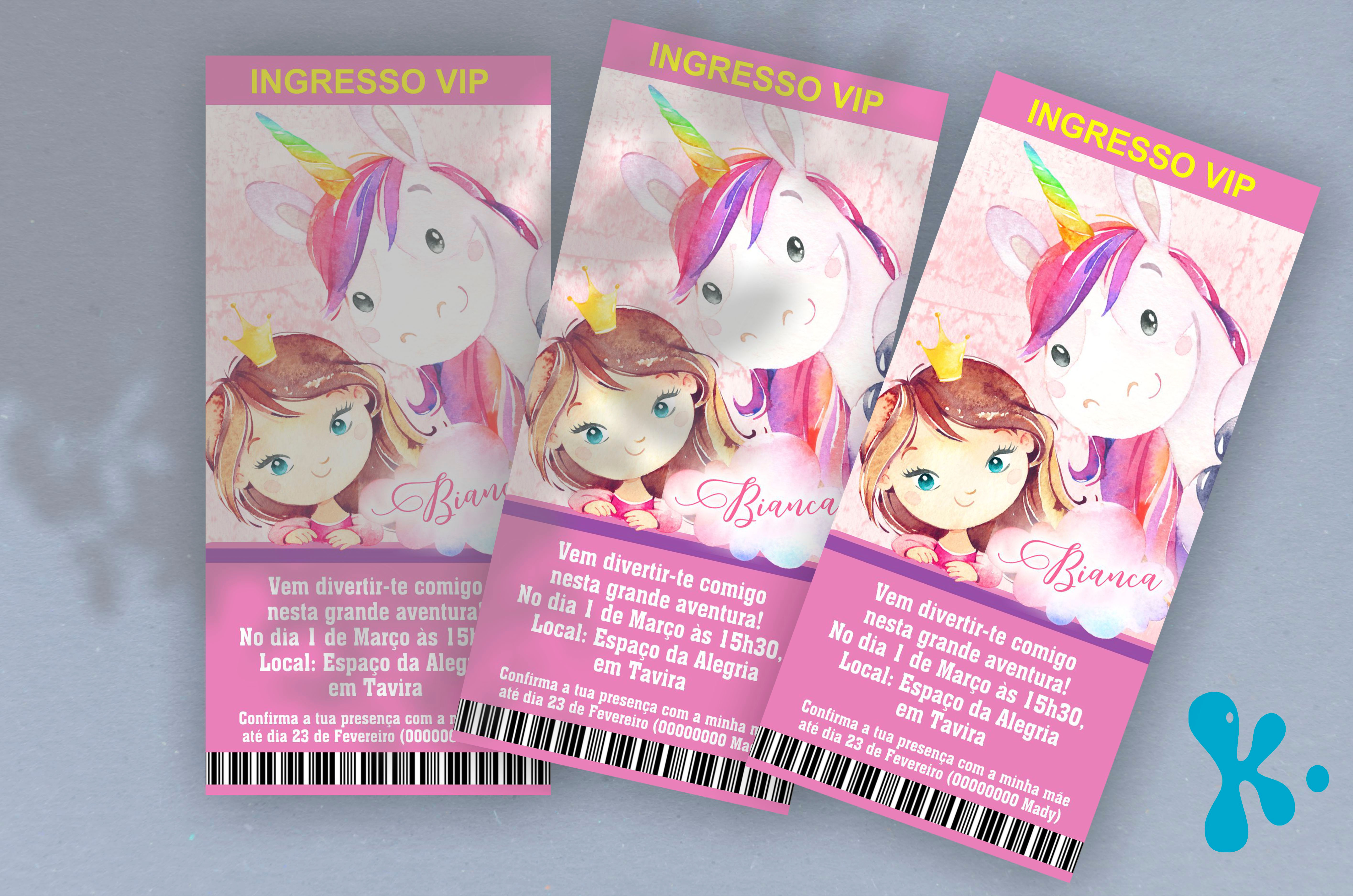 Convite Bilhete Impresso A Princesa e o Unicórnio