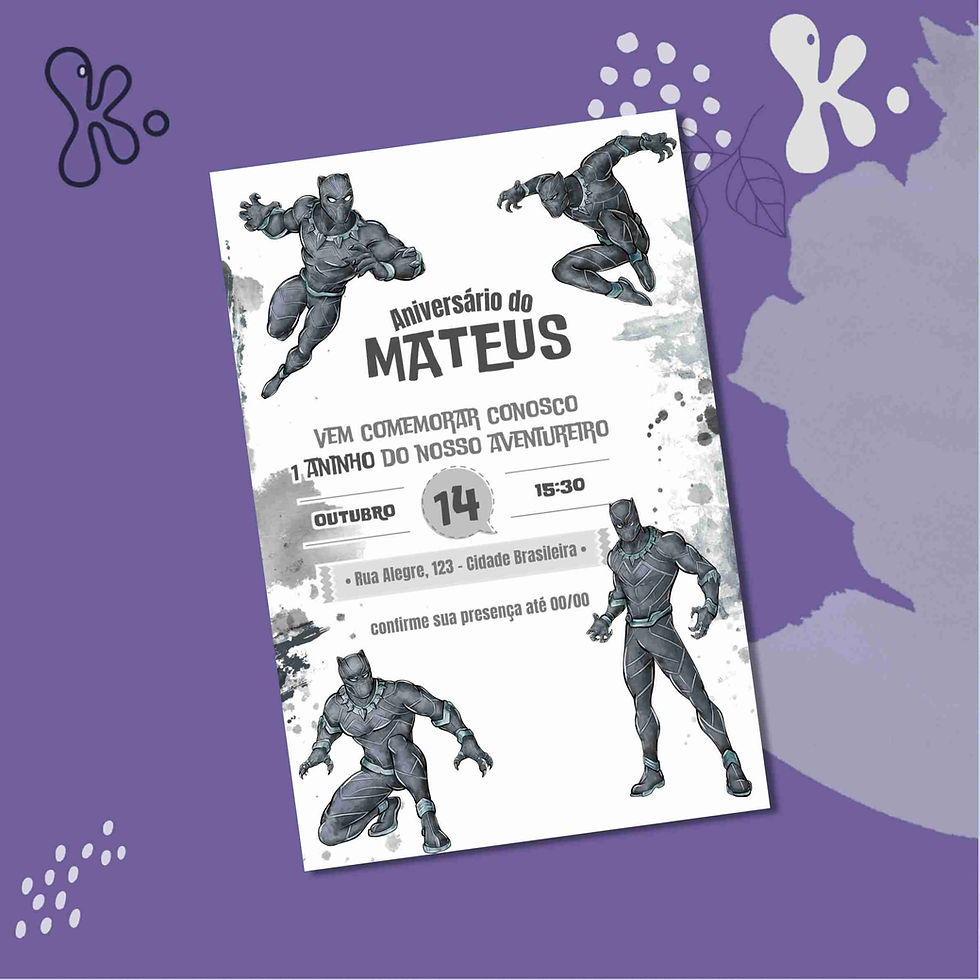 Miniatura: Convite Digital Black Panther | Pantera Negra 2b