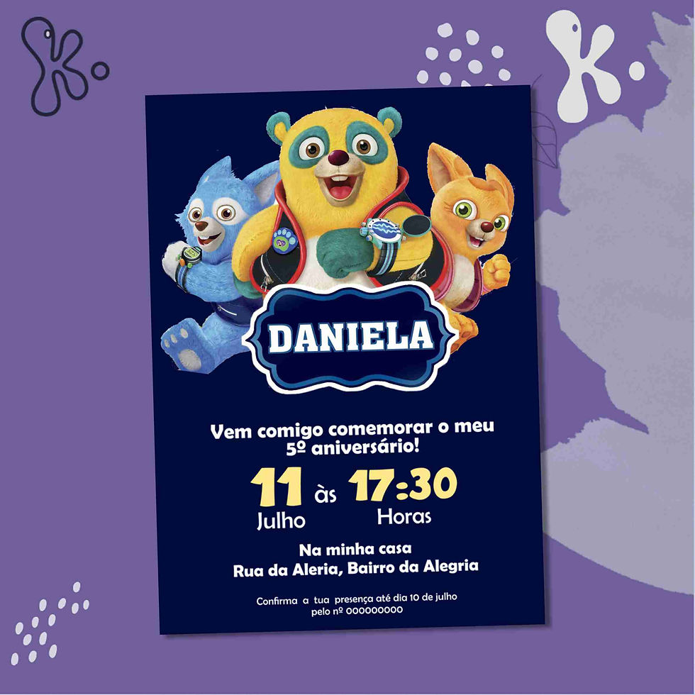 Convite Digital Agente Especial Oso Personalizado para Aniversário Infantil