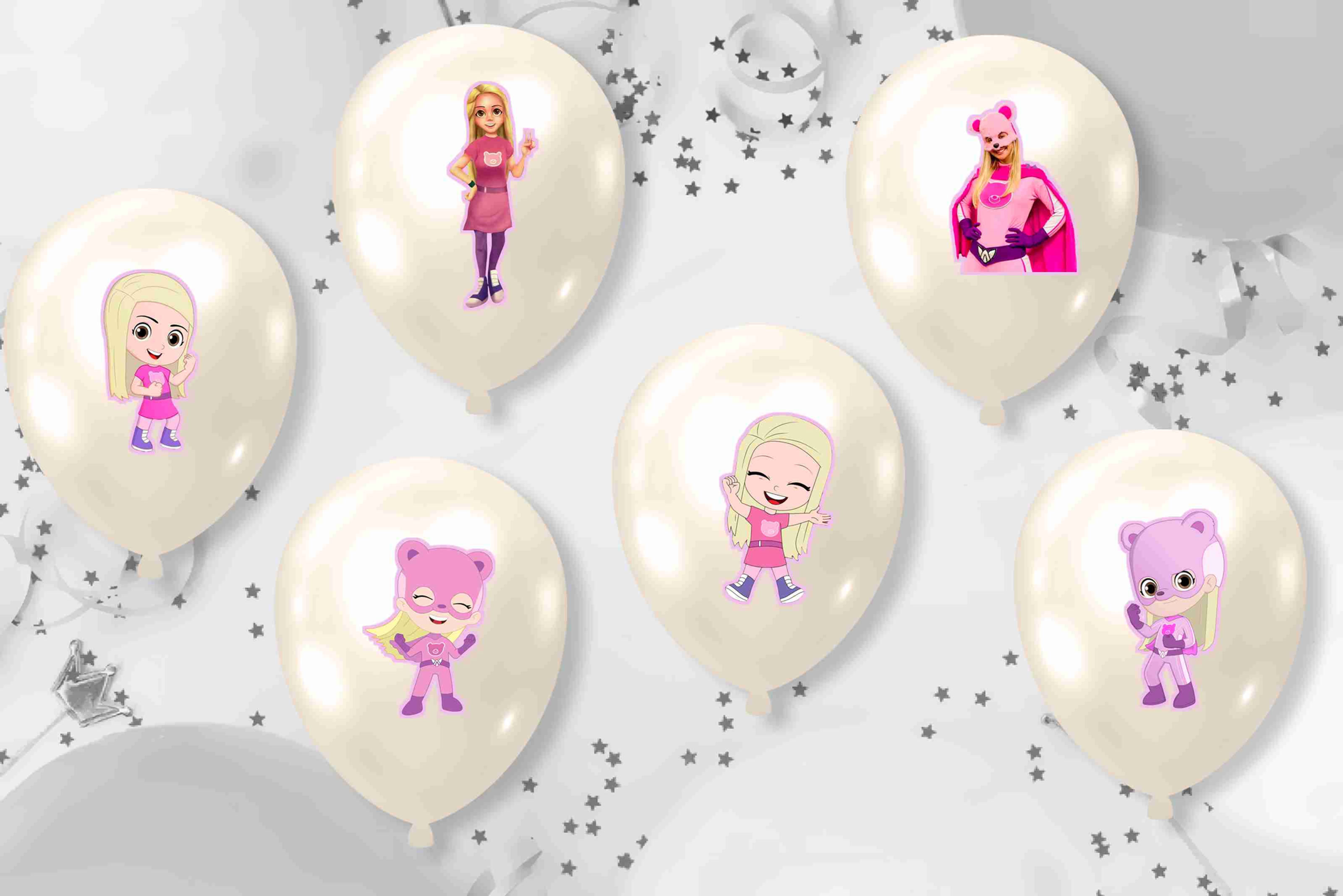 Autocolantes para balões Luccas Neto - Os Aventureira Rosa