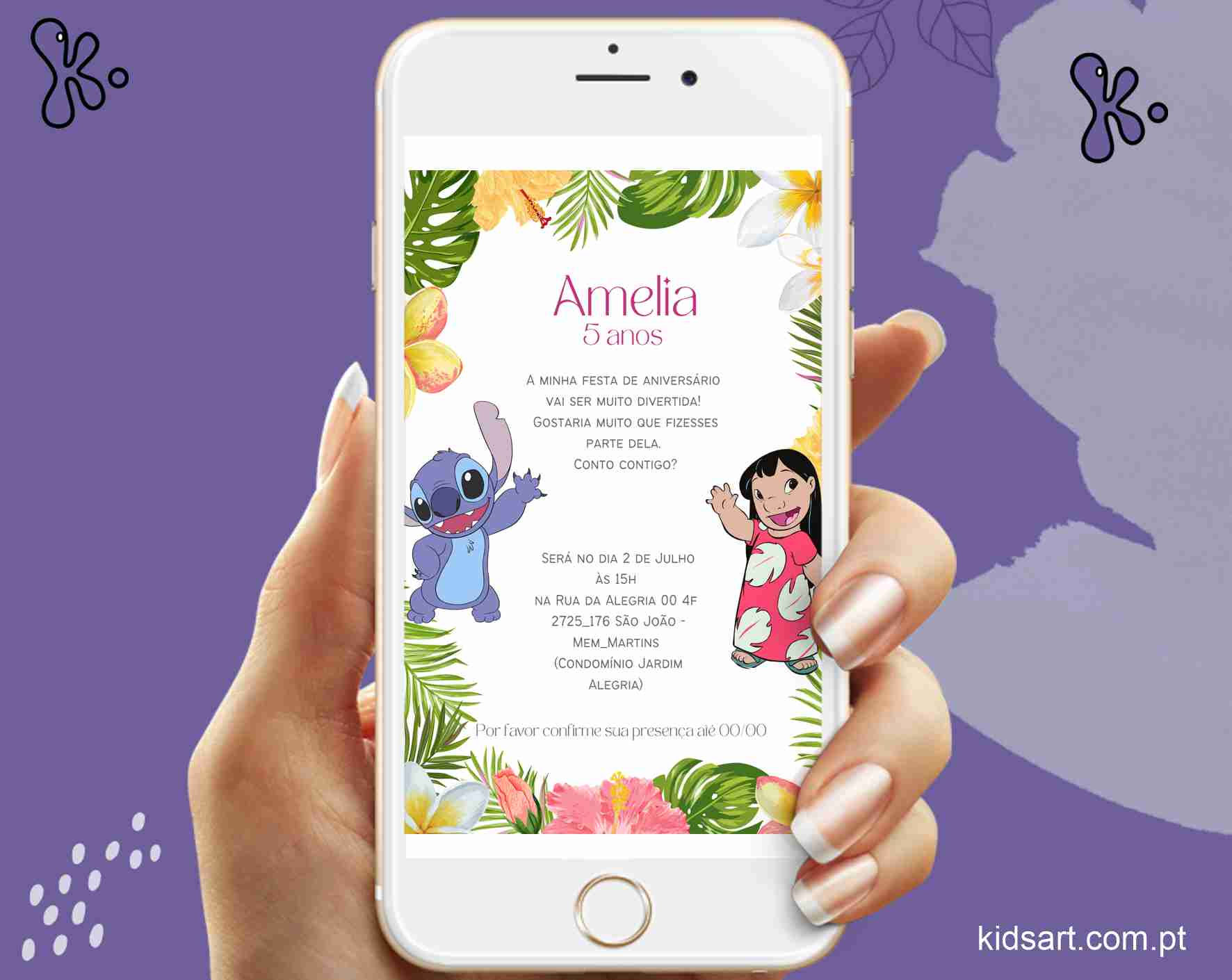 Convite Digital Lilo e Stitch 8 envio digital