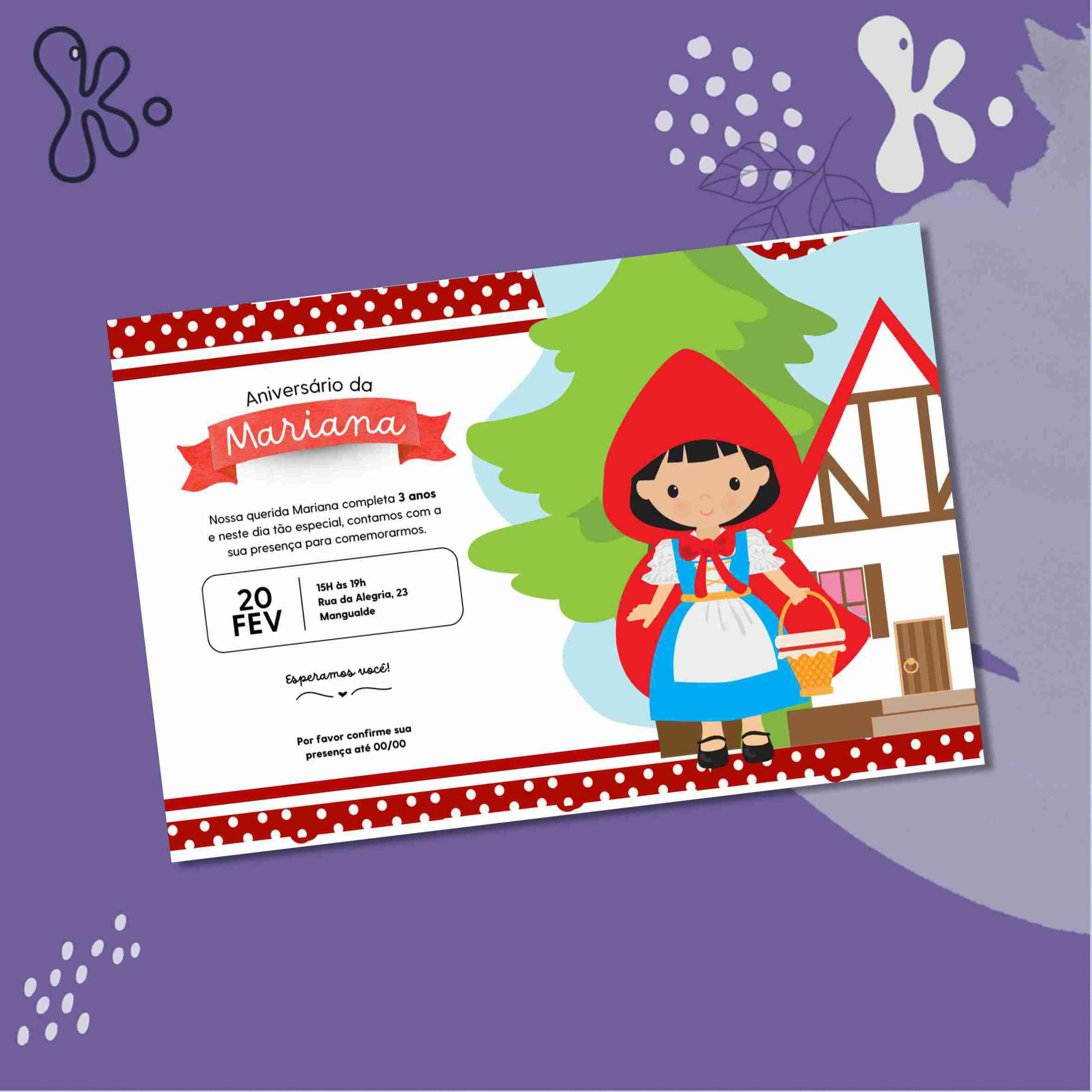 Convite Digital Capuchinho Vermelho Personalizado – Festa Infantil