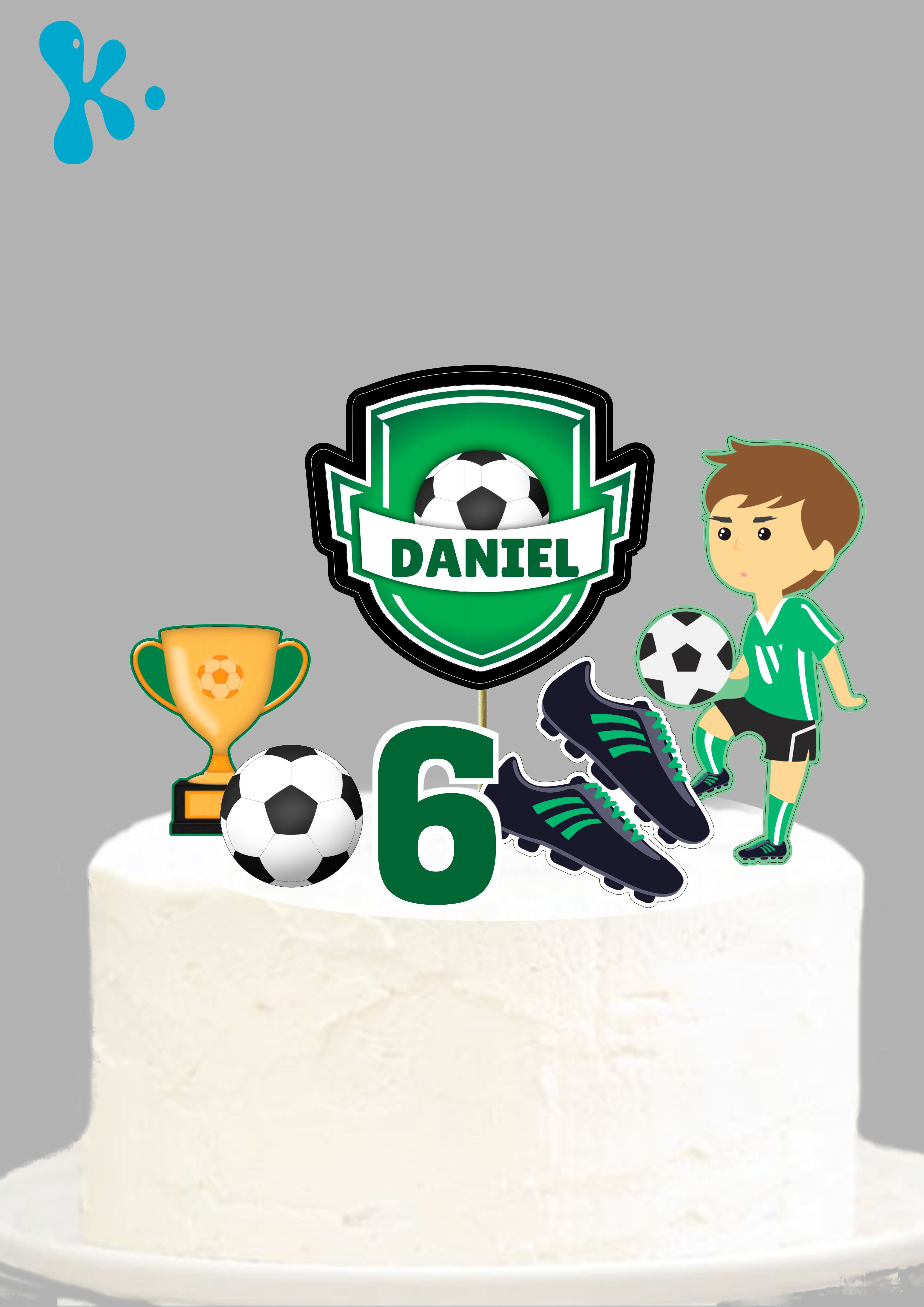 Topo de Bolo Impresso Futebol 2 verde