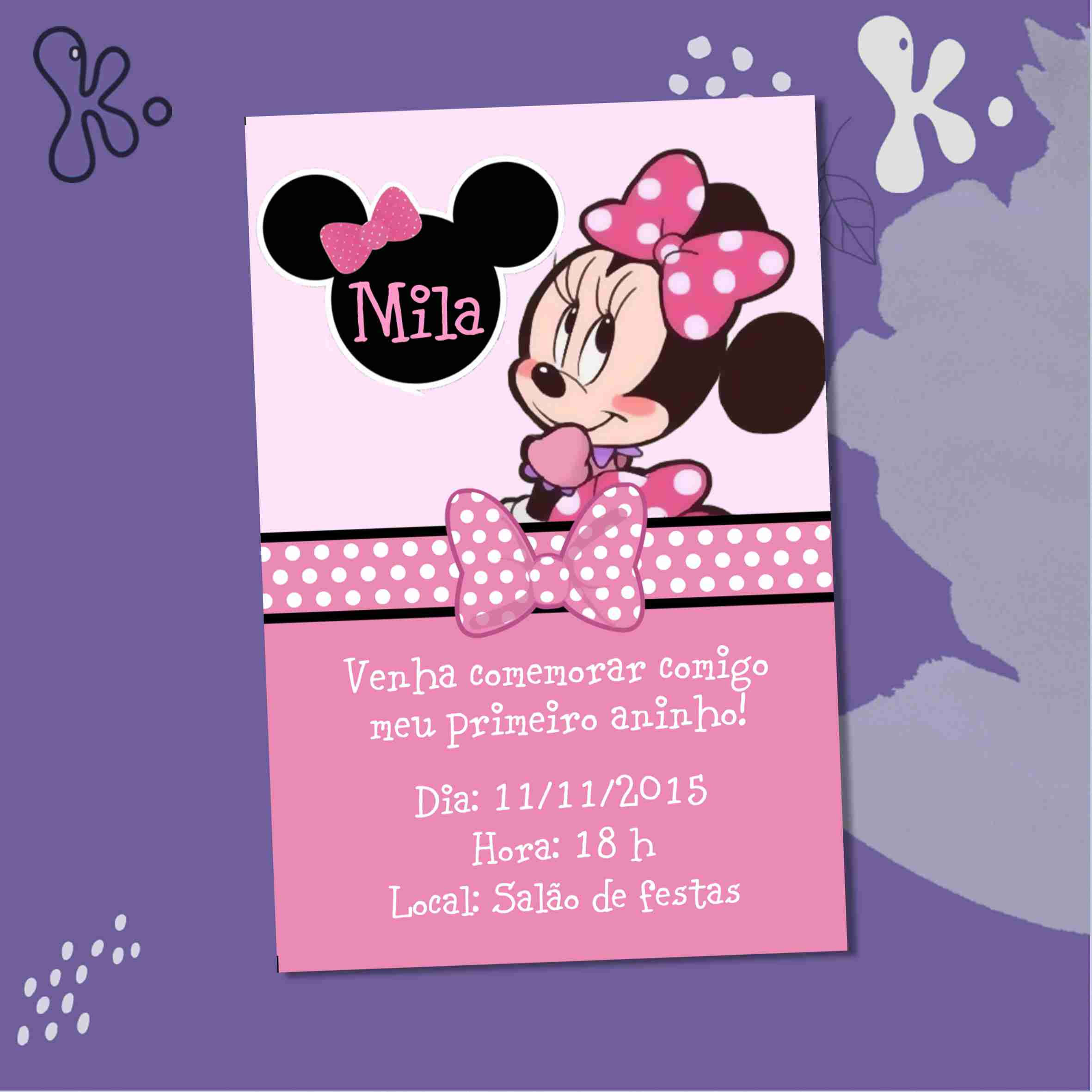 Convite Digital Minnie Rosa 7