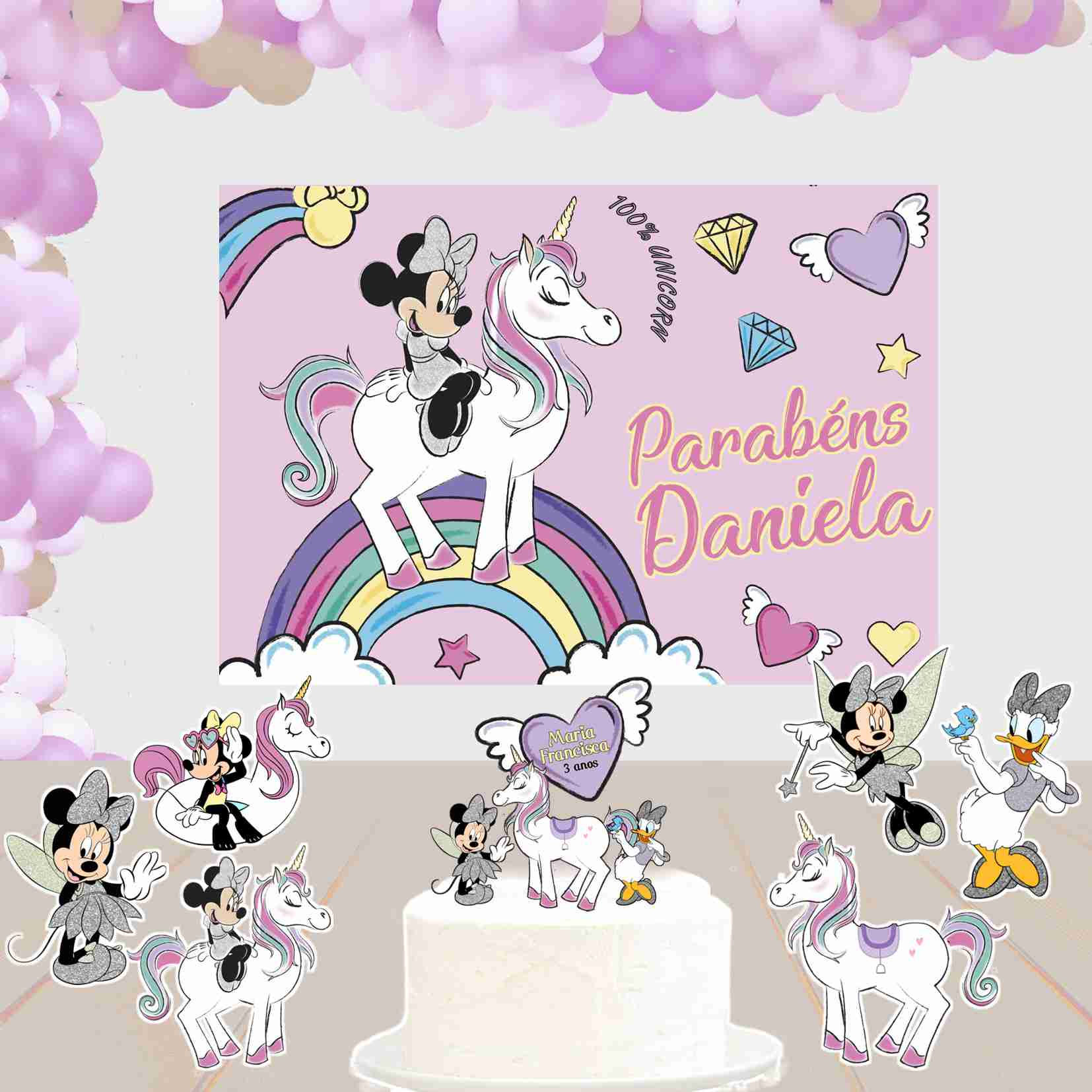 Kit de Festa Básico 1 Minnie Unicornio