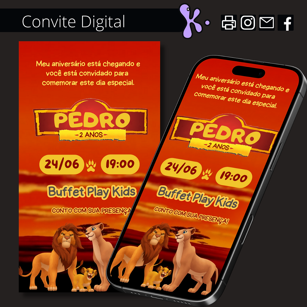 Convite Digital Rei Leão 22