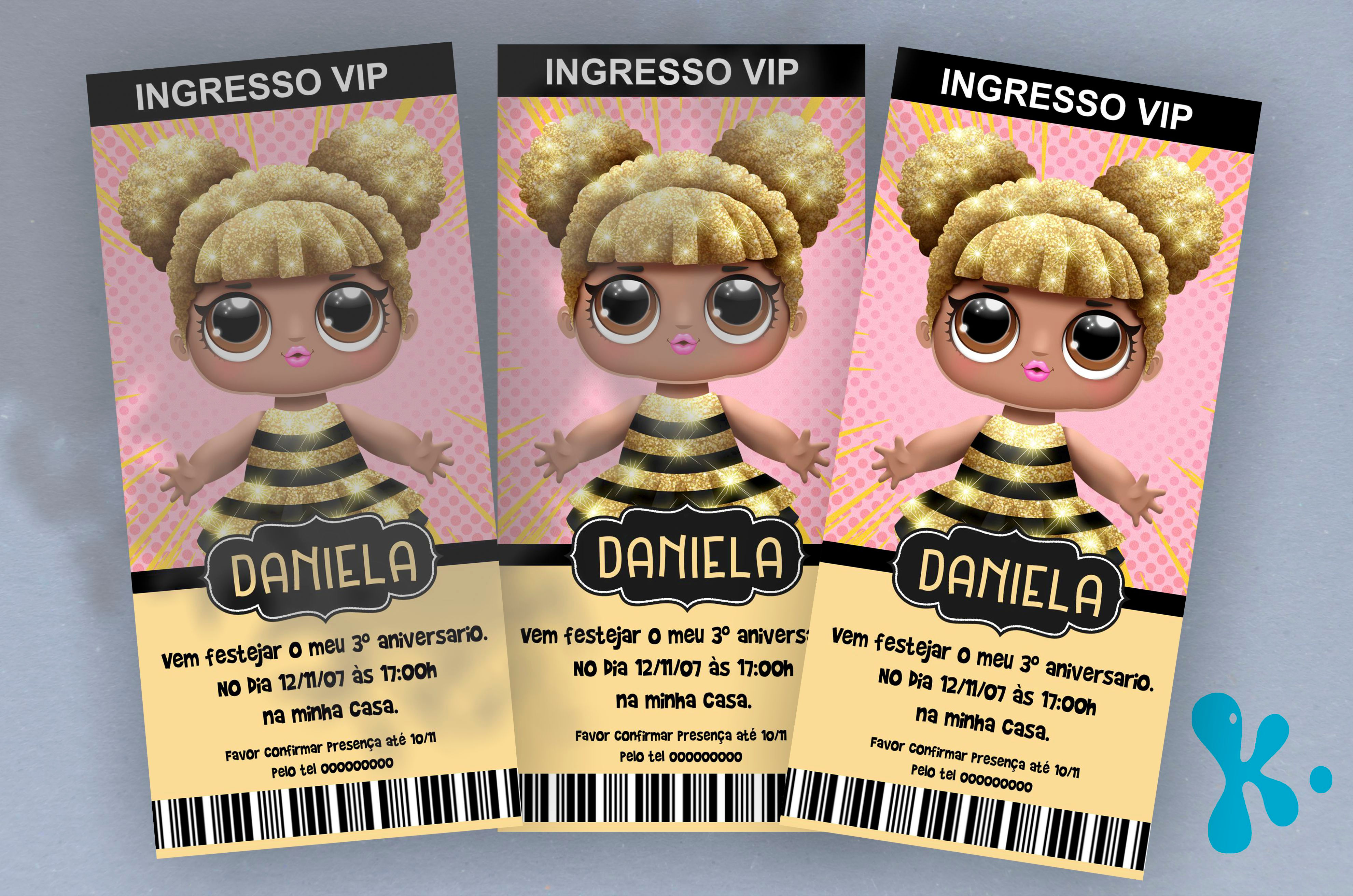 Convite Bilhete Impresso Lol Surprise Queen Bee