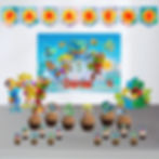 Mini Kit Festa SuperThings Rivals of Kaboom com toppers recortados, bandeirola e cartaz personalizado para festa infantil.