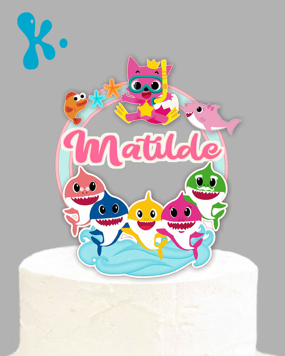 Topo de Bolo Personalizado Baby Shark 6