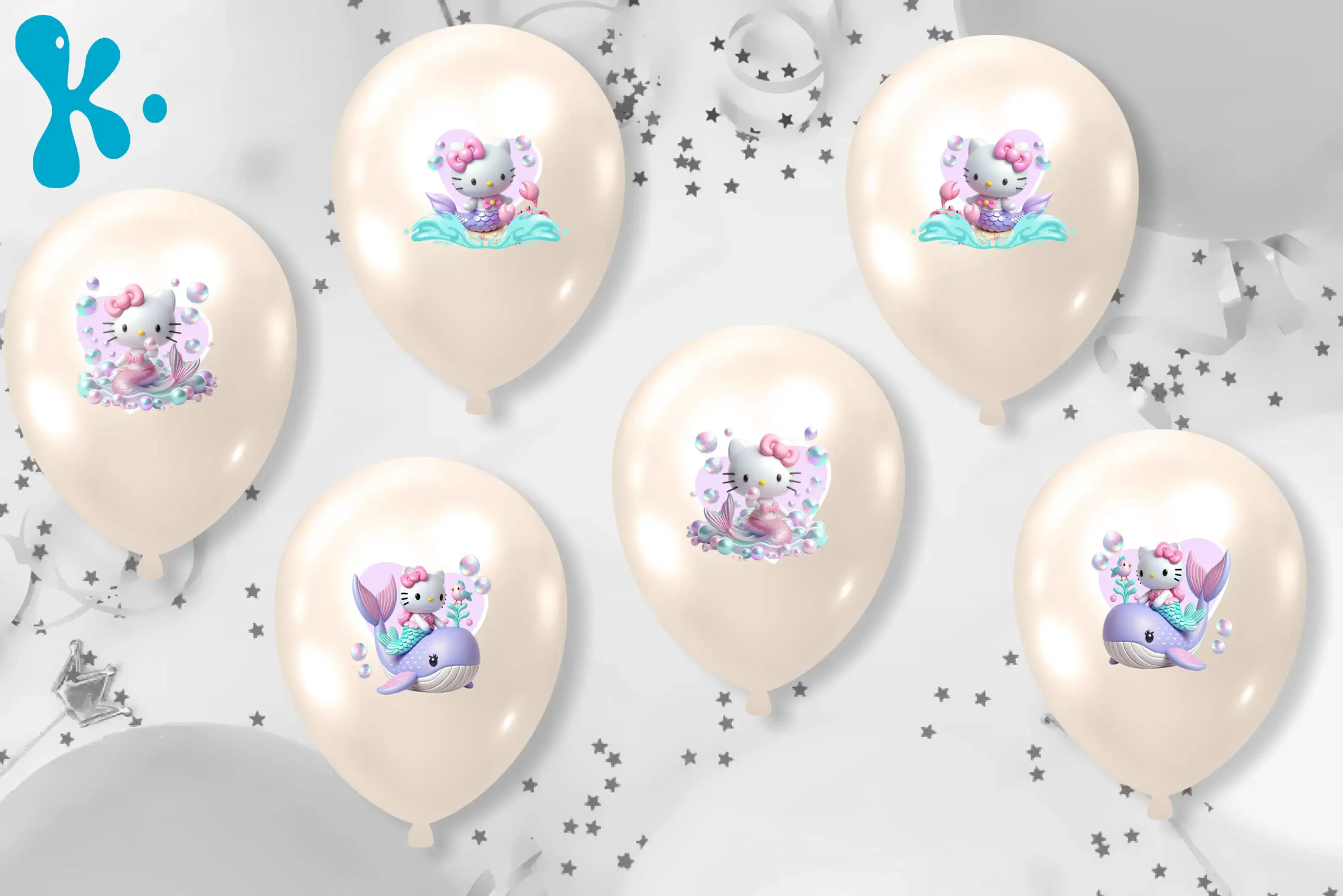Autocolantes para balões Hello Kitty Sereia