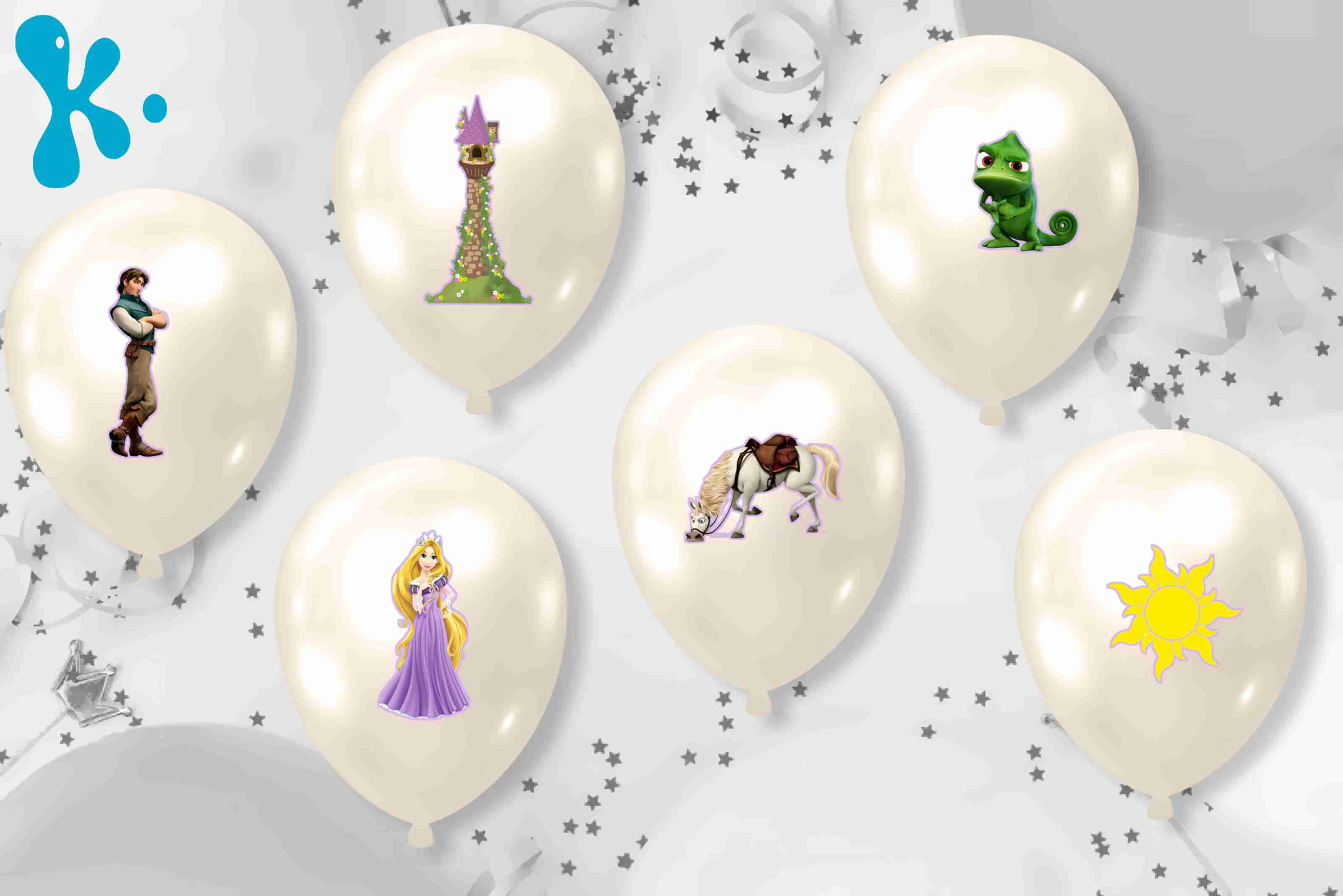 Autocolantes para balões Entrelaçados Rapunzel