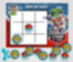 Jogo do Galo Personalizado Transformers Rescue Bots em azul, vermelho e branco, com personagens robóticas, nome André, idade