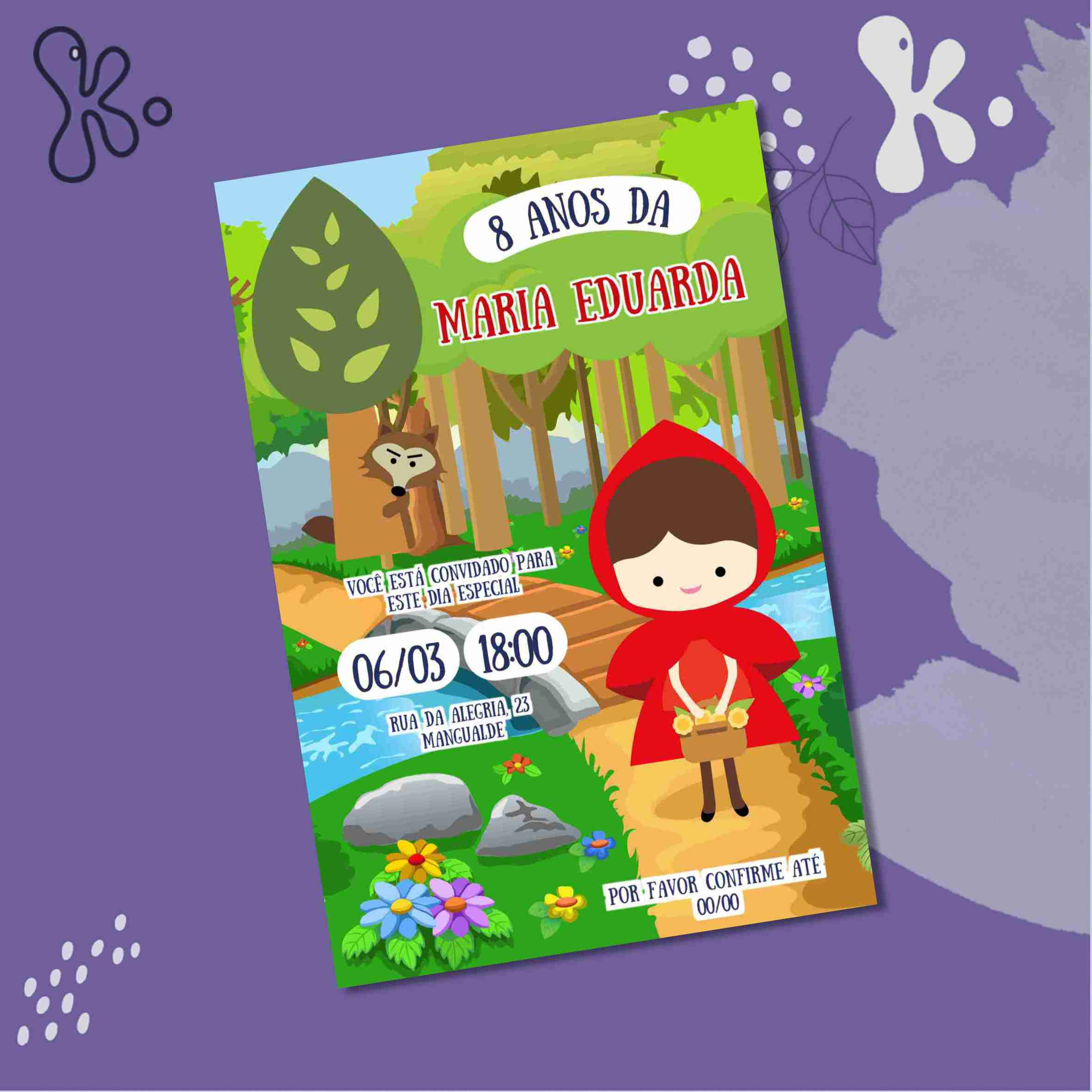 Convite Digital Capuchinho Vermelho Personalizado – Aniversário Infantil