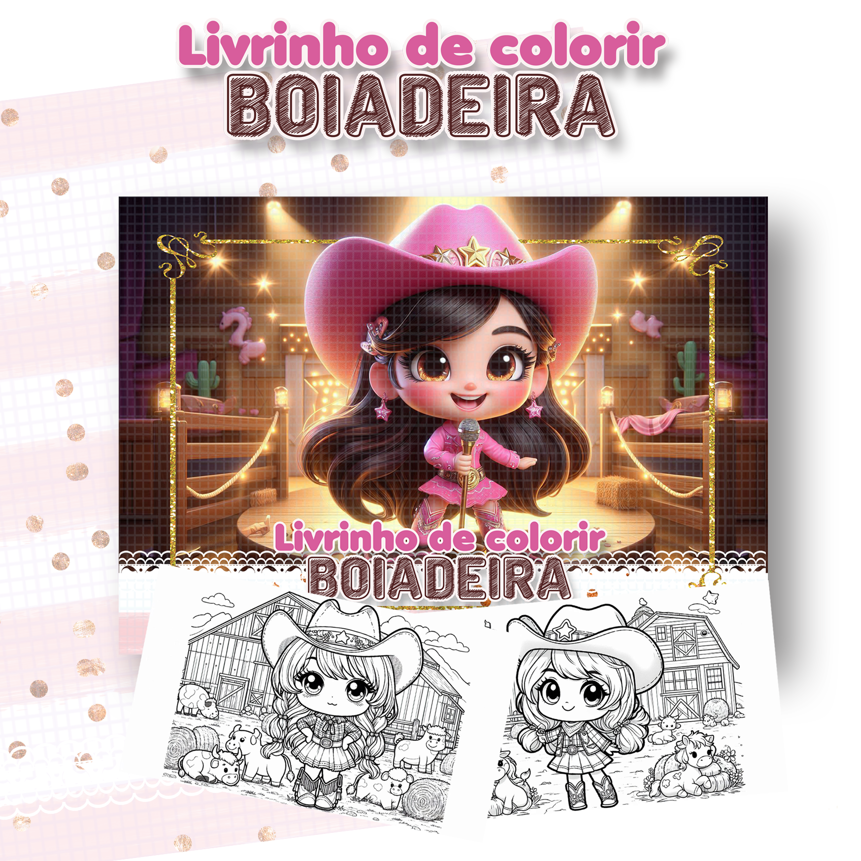 Livro de colorir 15 cm x 10 com Lápis Boiadeira