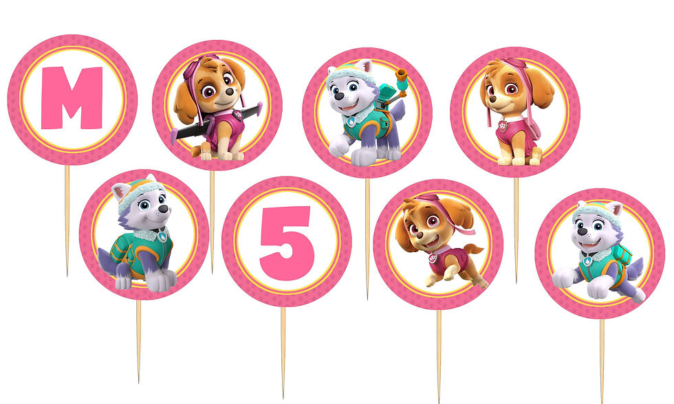 Toppers doces salgados Patrulha Pata Menina