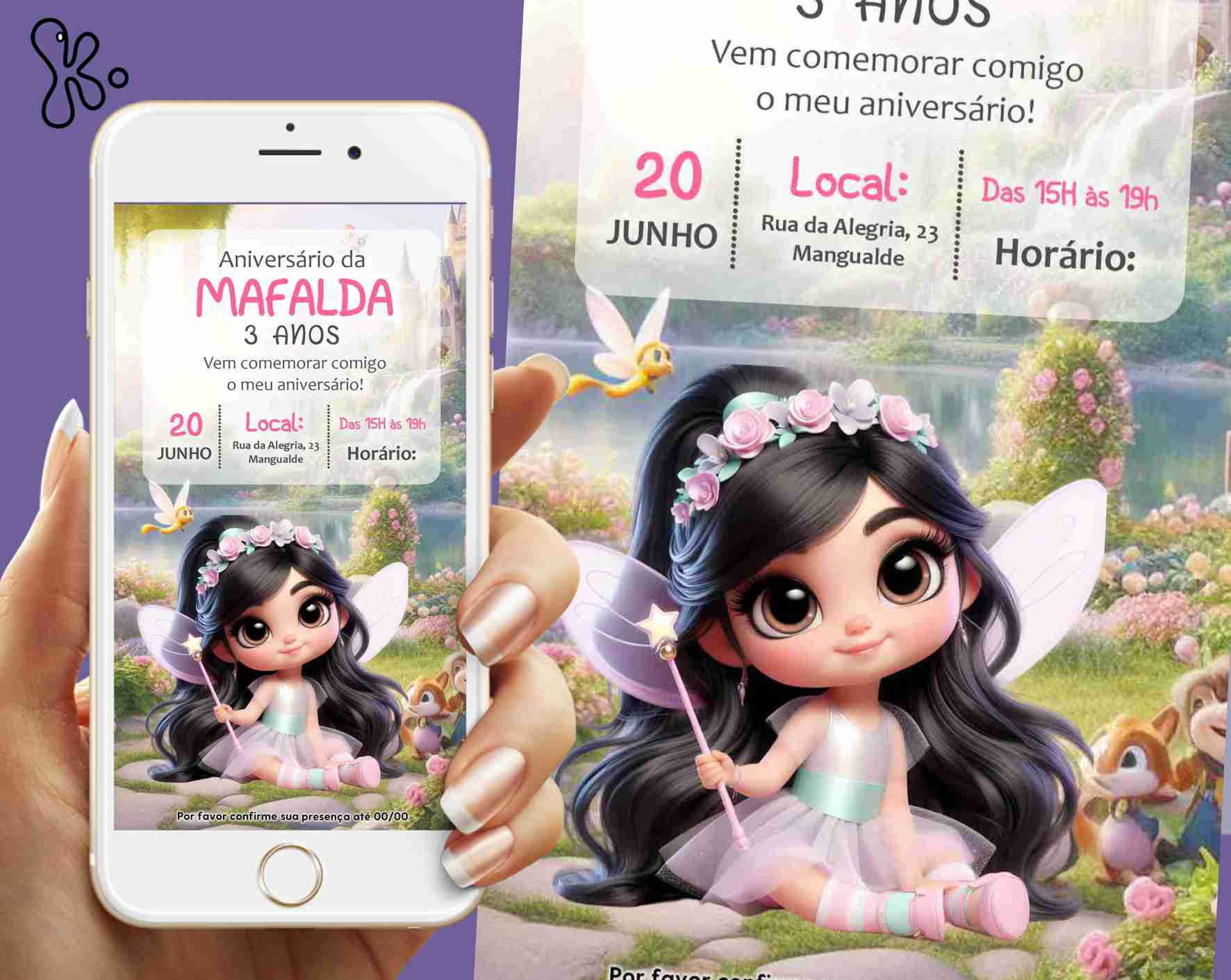 Convite Digital Fadas Personalizado – Encanto para Festas Infantis