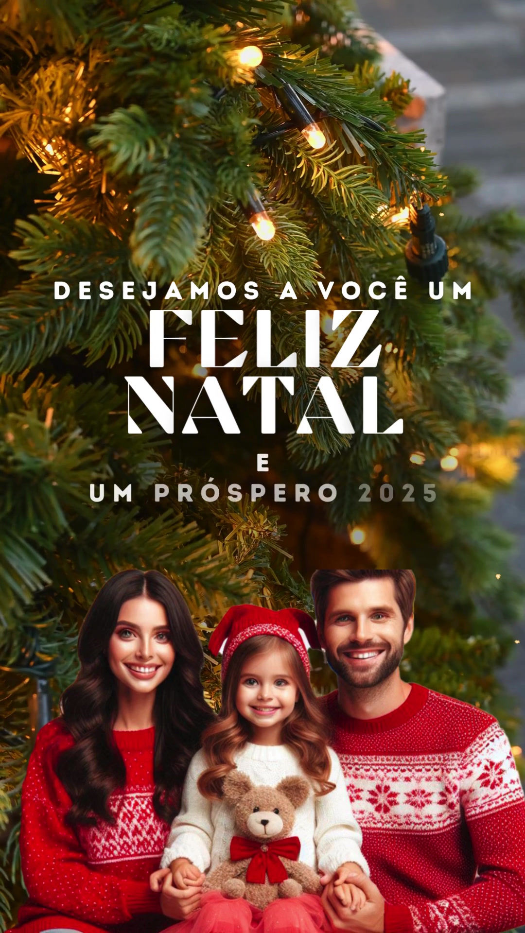 Cartão de Natal Animado Personalizado Saudação de Natal amarela e verde 2025003