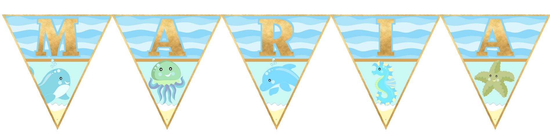 Bandeirolas com Nome Fundo do Mar