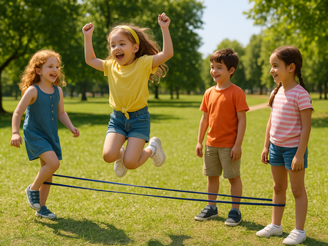 Crianças a brincar num parque ao ar livre durante as férias de verão, com sorrisos e sol