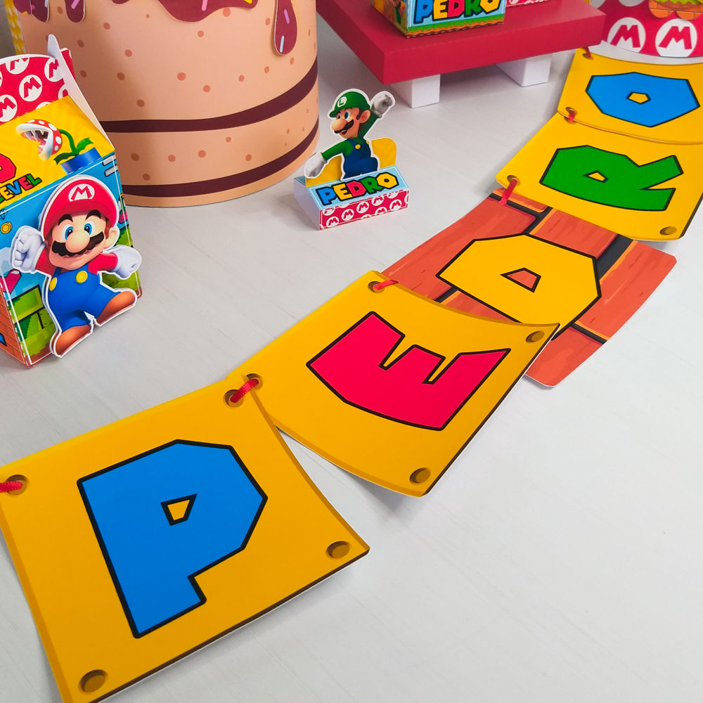 Bandeirolas com Nome Super Mario